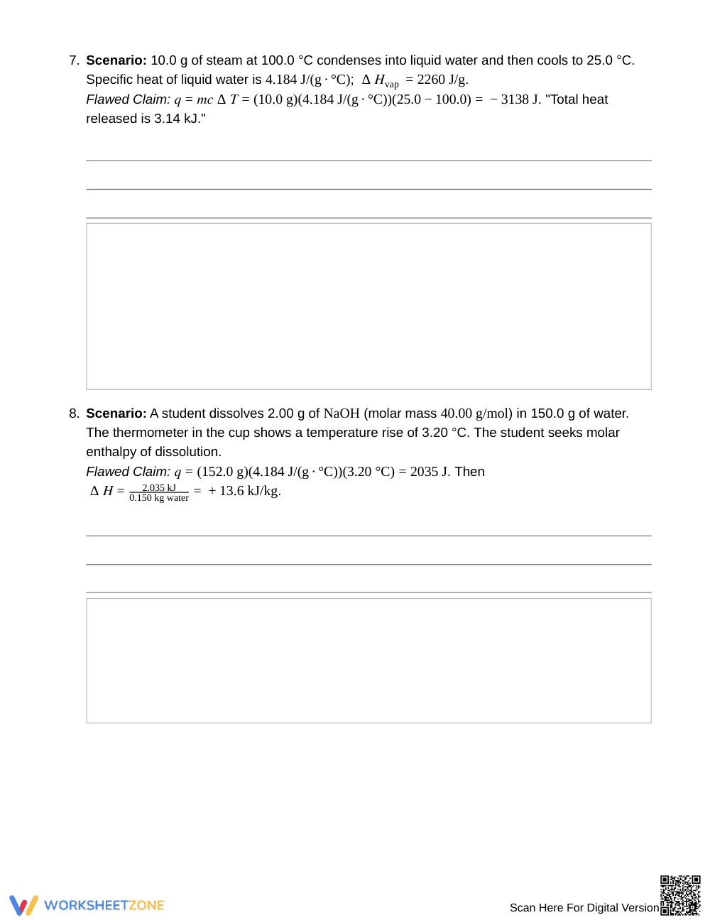 Complete Calorimetry Errors Worksheet | Grade 11 Chemistry - Page 5