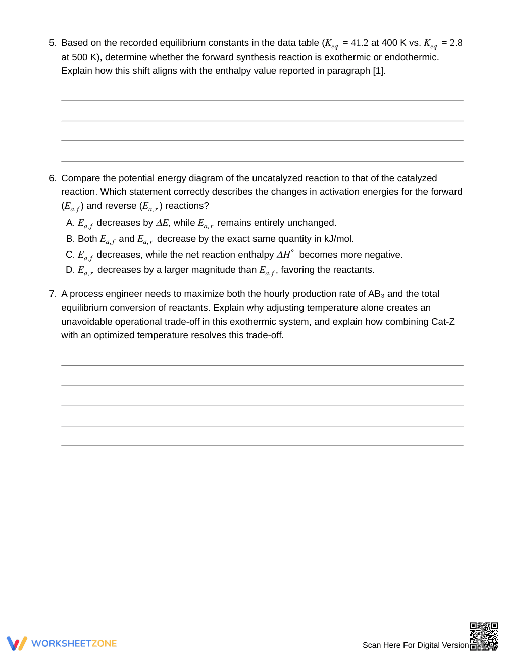 Ready Catalyst & Temp Effects Worksheet | Grade 11 Chemistry - Page 4
