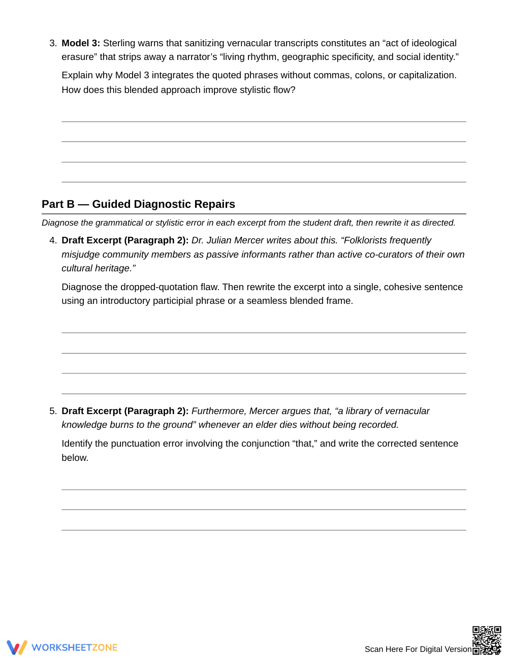 Complete Quote Integration Worksheet | Grade 11 English III - Page 4