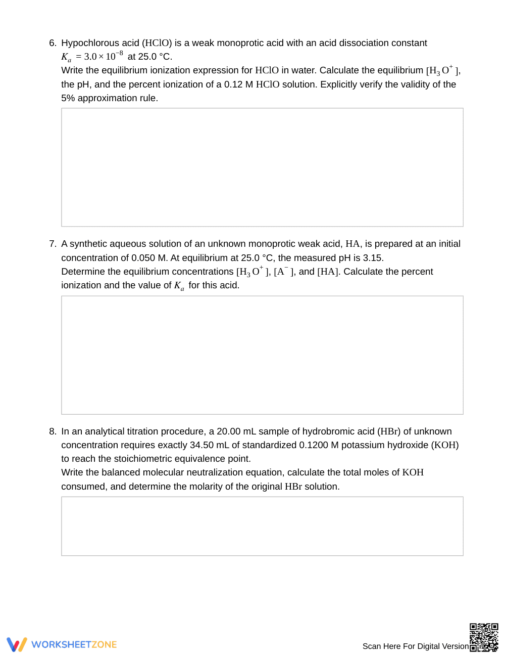 Ready Acid-Base Calculation Worksheet | Grade 11 Chemistry - Page 3