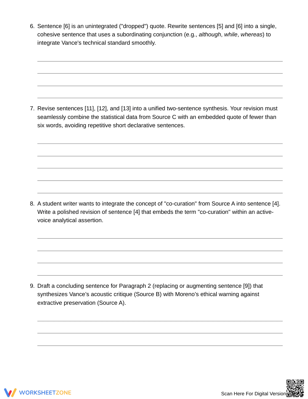 Proven Source Integration Worksheet | Grade 11 English III - Page 5
