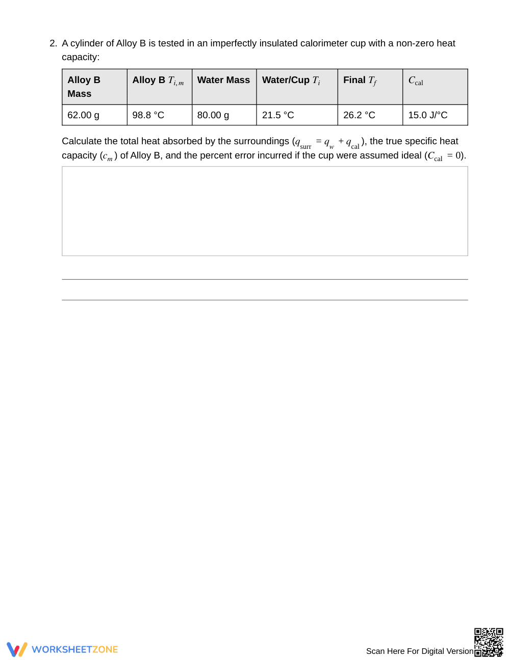 Essential Specific Heat Worksheet | Grade 11 Chemistry - Page 2
