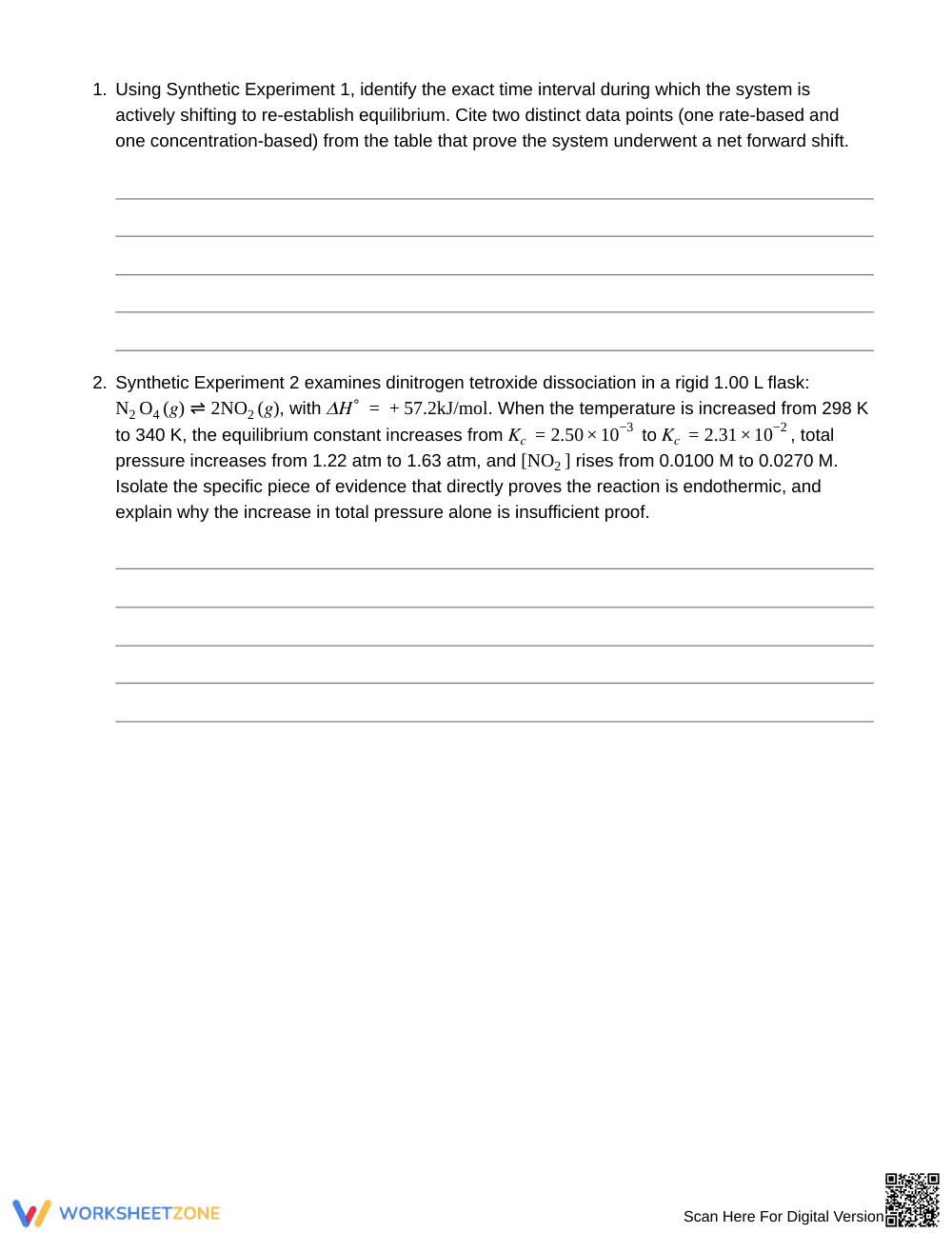 Essential Equilibrium Shift Worksheet | Grade 11 Chemistry - Page 2