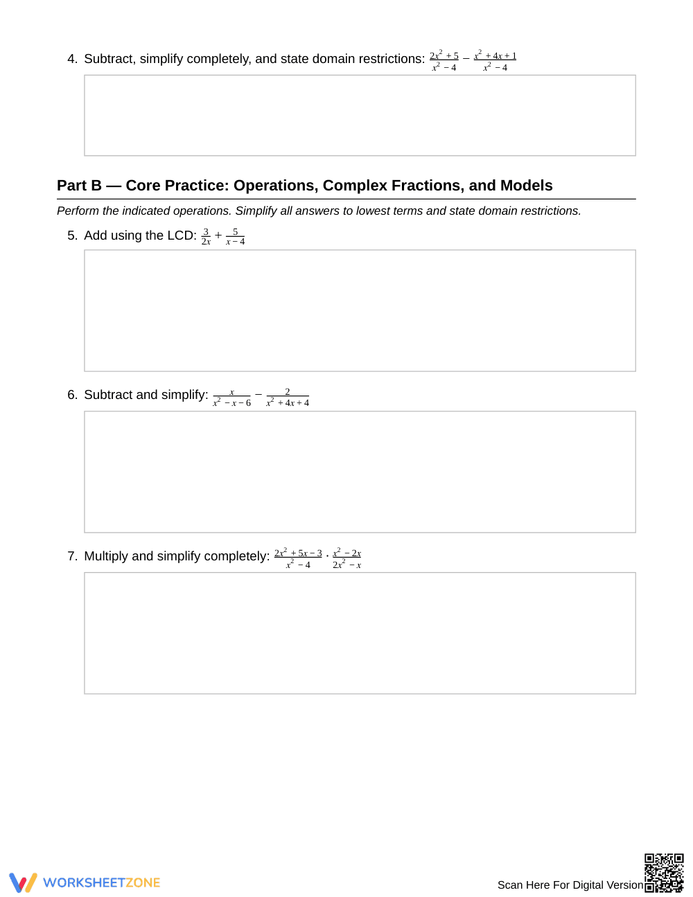 Ready Rational Expressions Worksheet | Grade 11 Algebra II - Page 2
