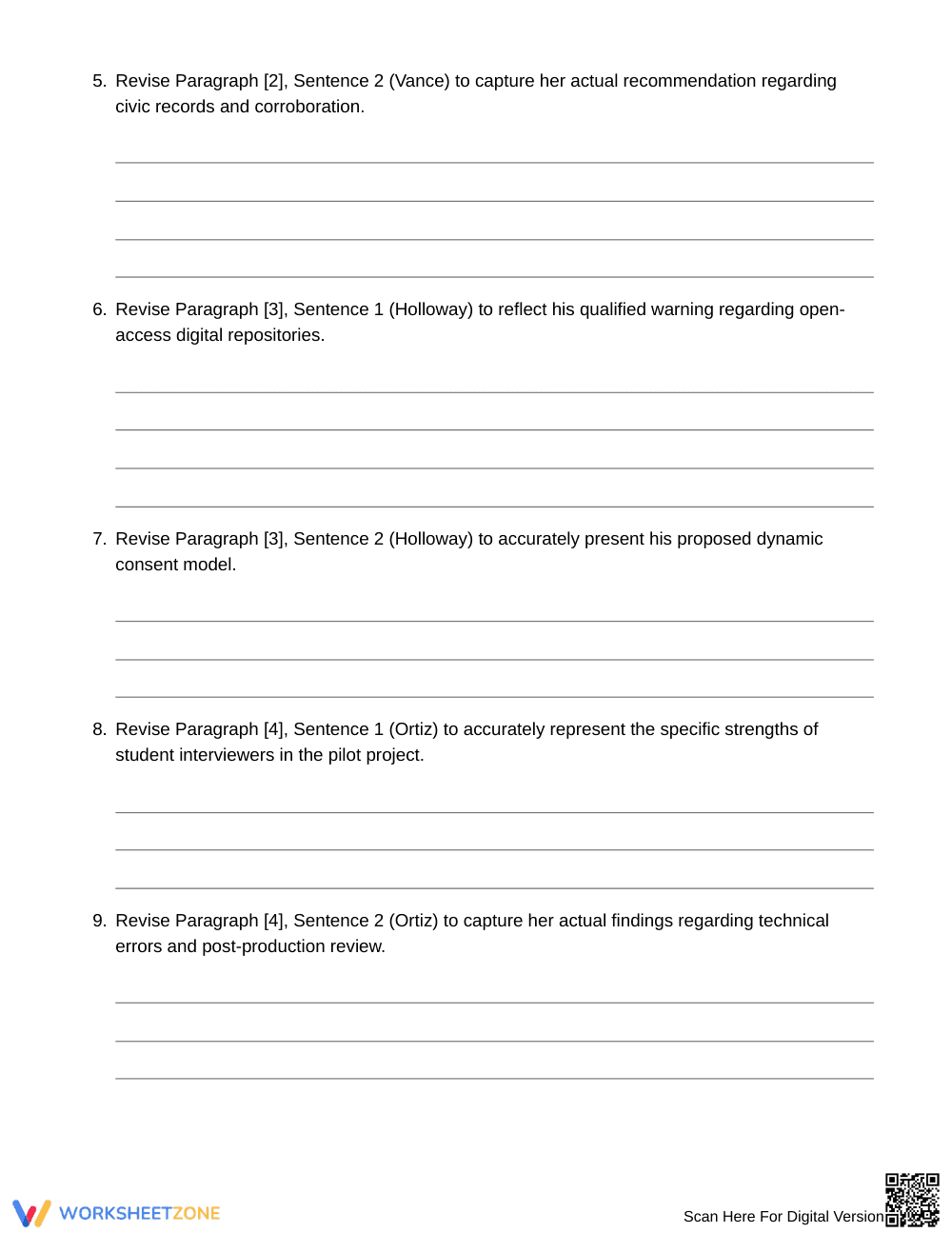 Proven Paraphrase Scope Worksheet | Grade 11 English III - Page 5