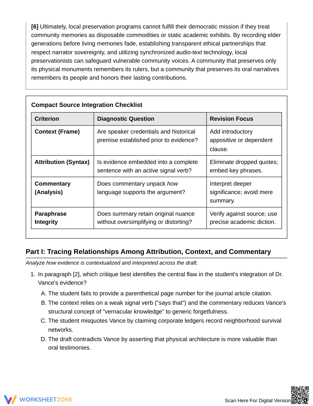 Ready Quote Integration Worksheet | Grade 11 English III - Page 4