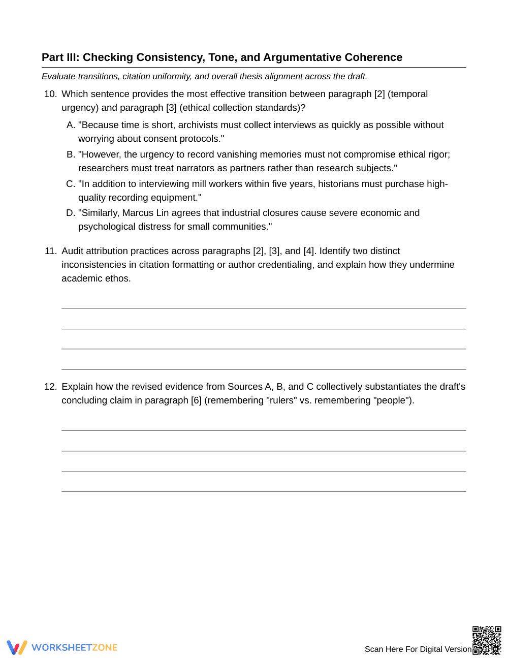 Ready Quote Integration Worksheet | Grade 11 English III - Page 7