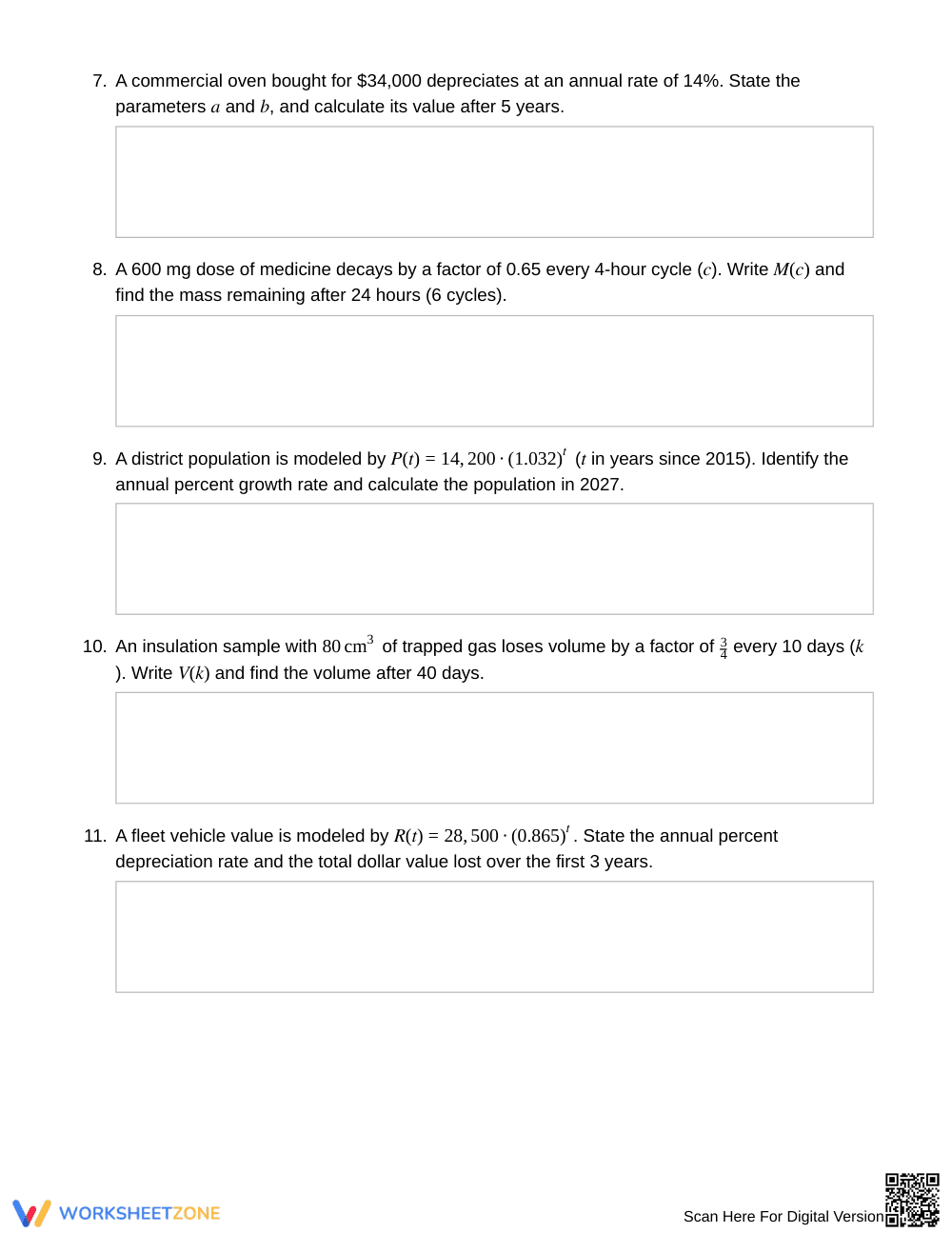 Proven Multiplicative Change Worksheet | Grade 11 Algebra II - Page 3