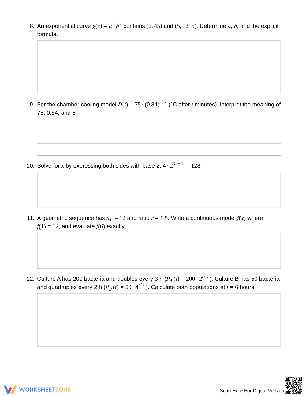 Complete Exponential Models Worksheet | Grade 11 Algebra II - Page 3
