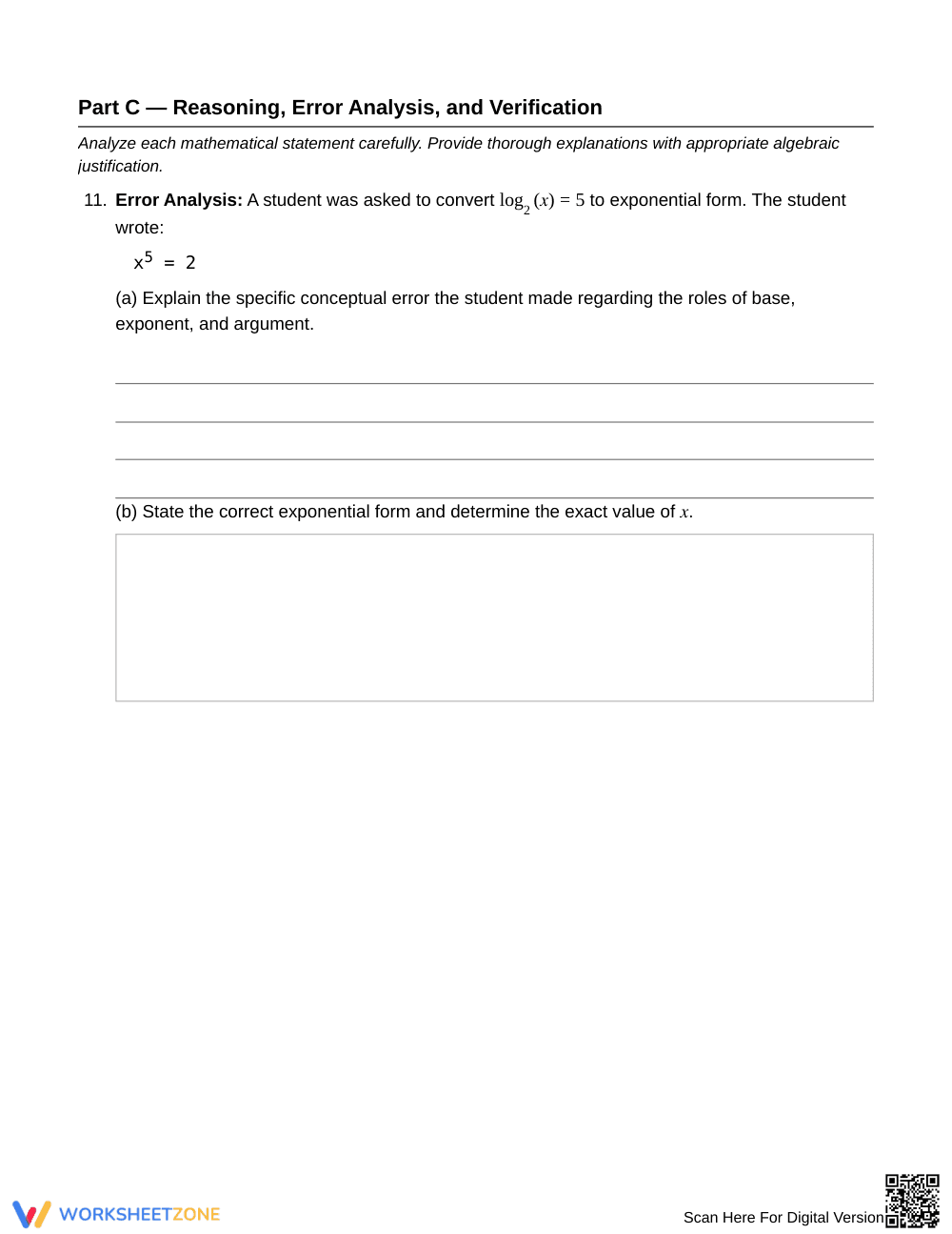 Complete Log Conversions Worksheet | Grade 11 Algebra II - Page 4