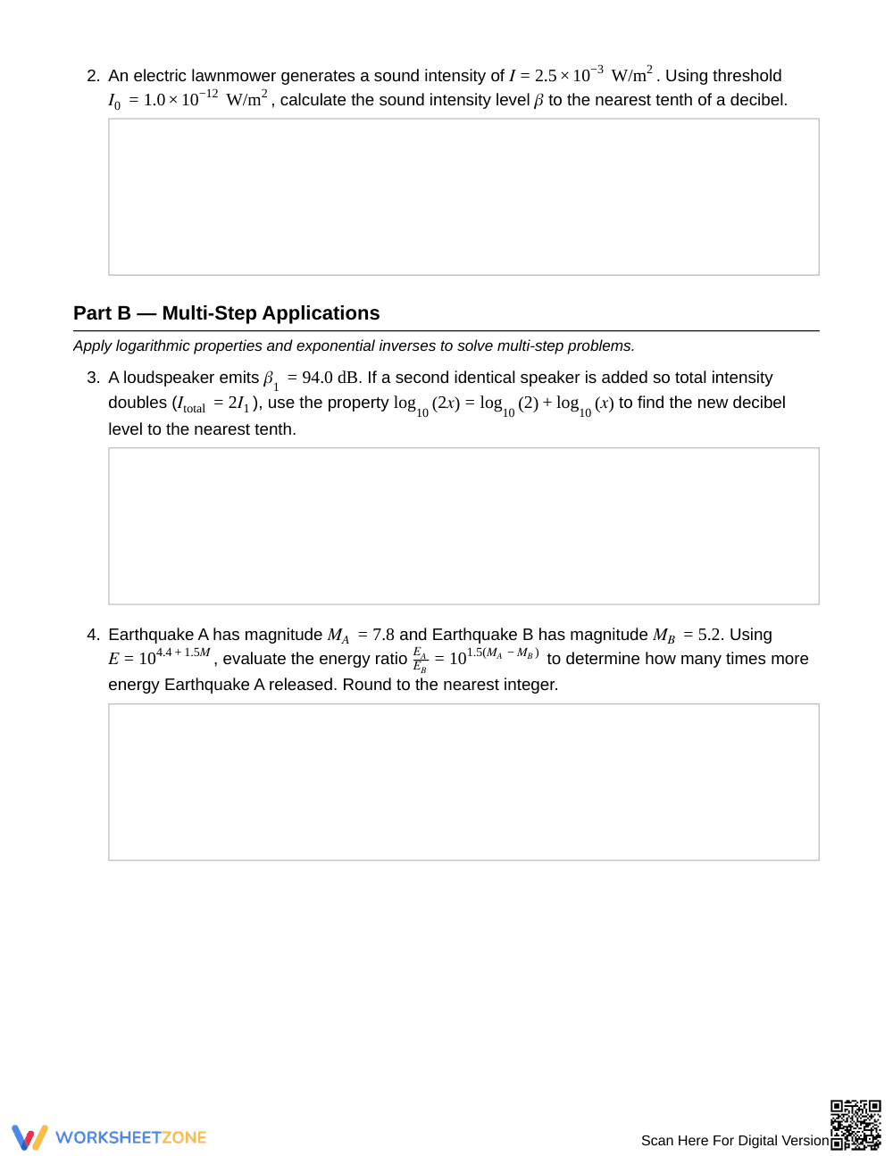Aligned Logarithmic Scales Worksheet | Grade 11 Algebra II - Page 2