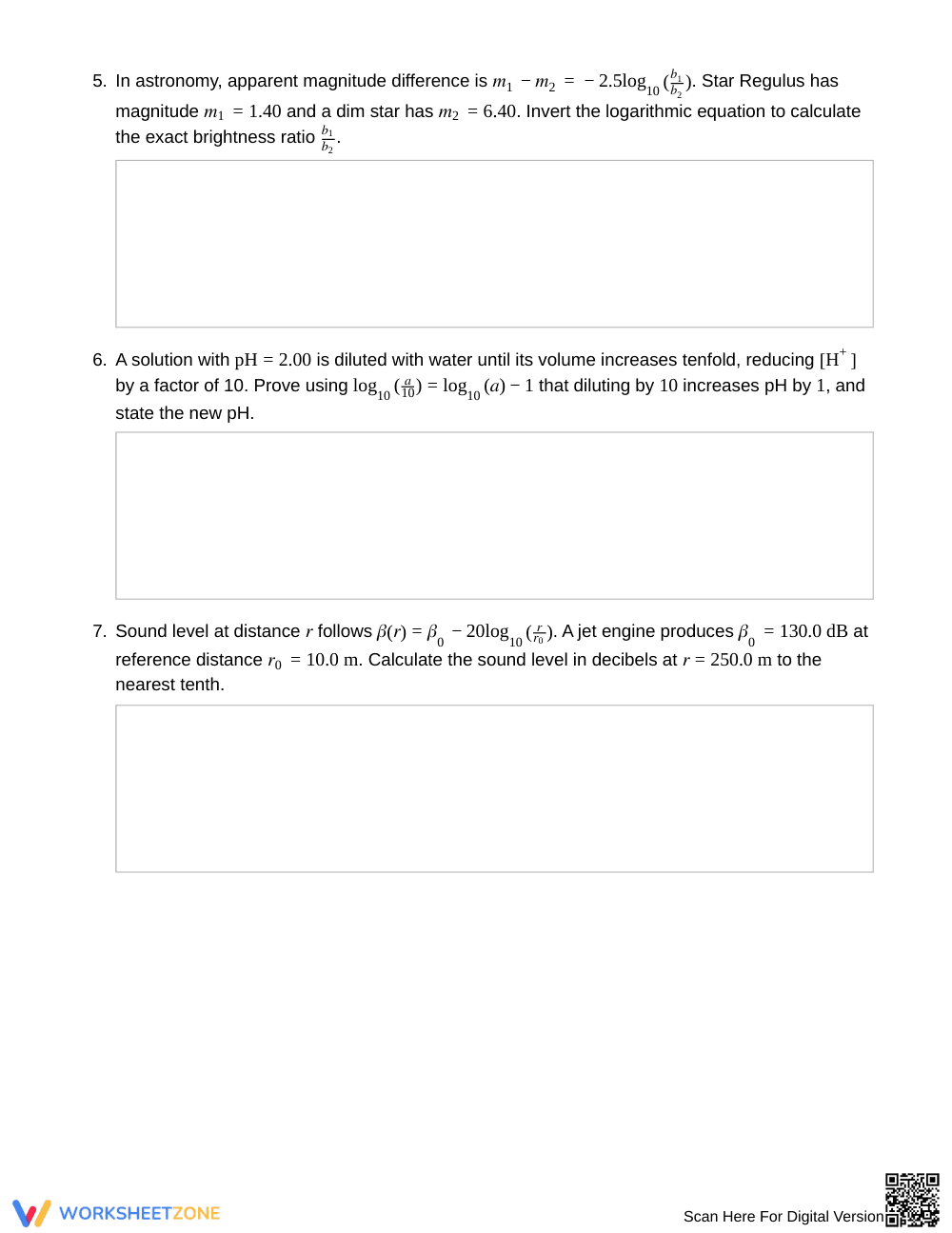 Aligned Logarithmic Scales Worksheet | Grade 11 Algebra II - Page 3