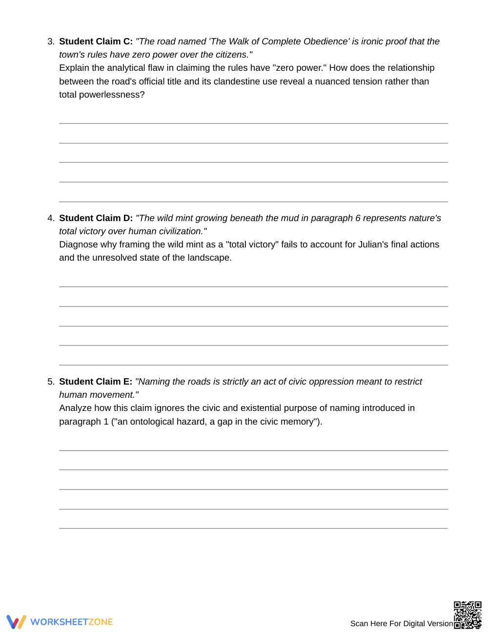 Essential Symbol Claims Worksheet | Grade 11 English III - Page 4