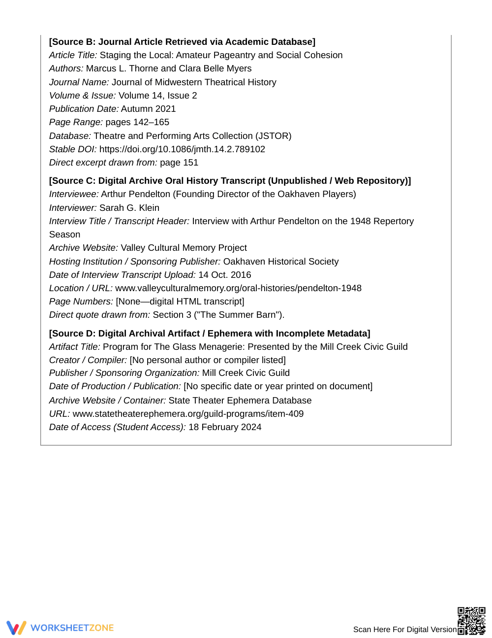 Essential MLA Works-Cited Worksheet | Grade 11 English III - Page 2