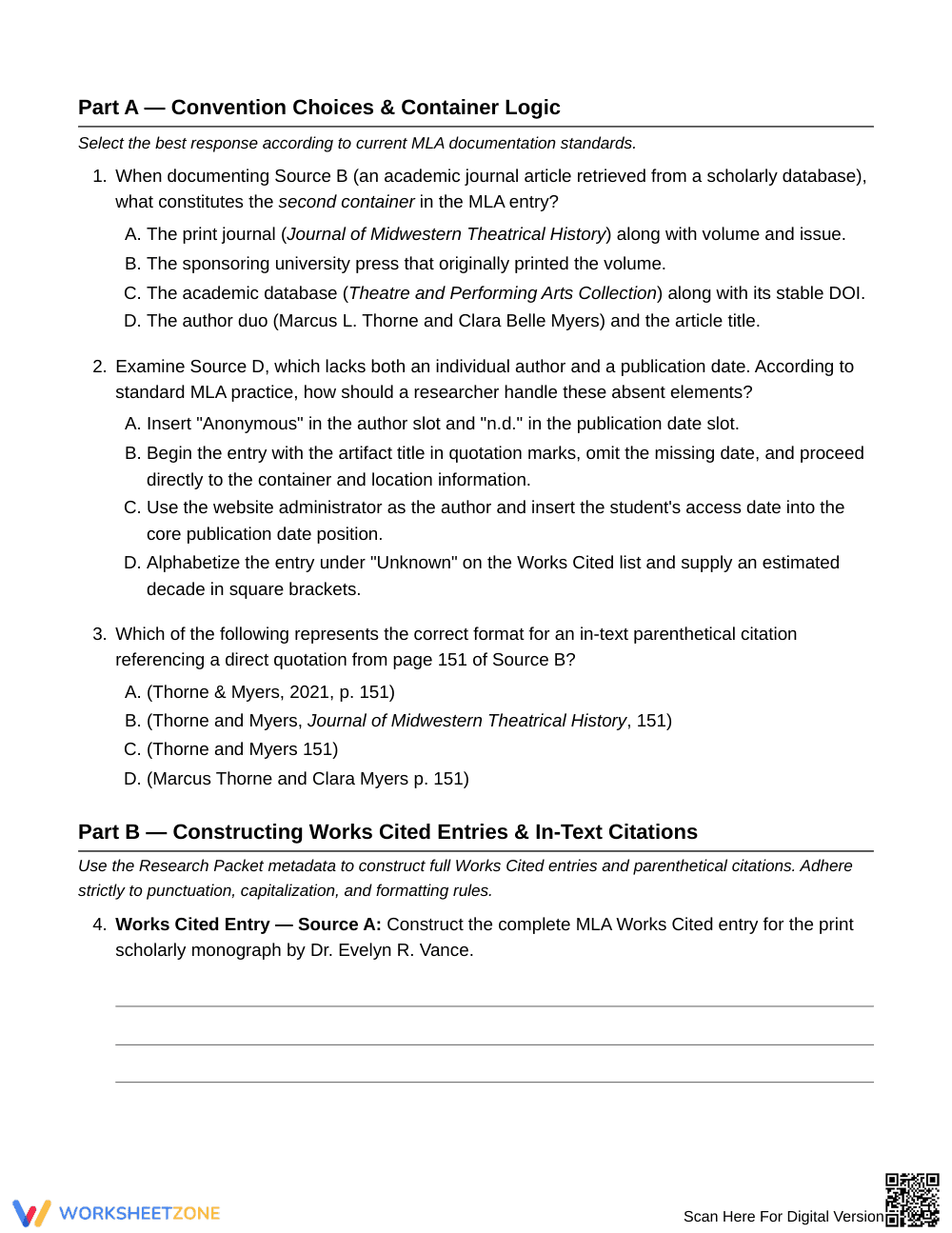 Essential MLA Works-Cited Worksheet | Grade 11 English III - Page 3