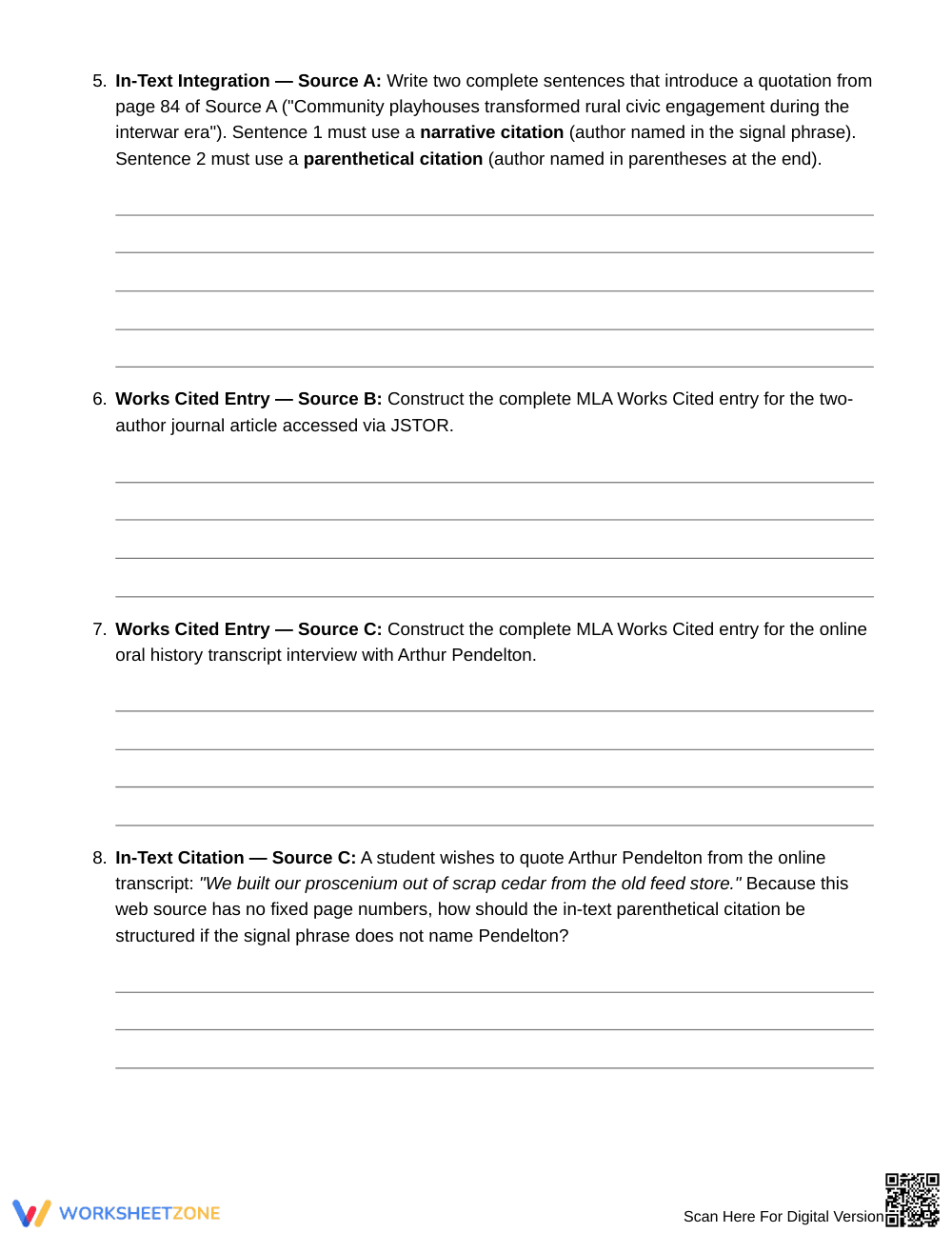 Essential MLA Works-Cited Worksheet | Grade 11 English III - Page 4