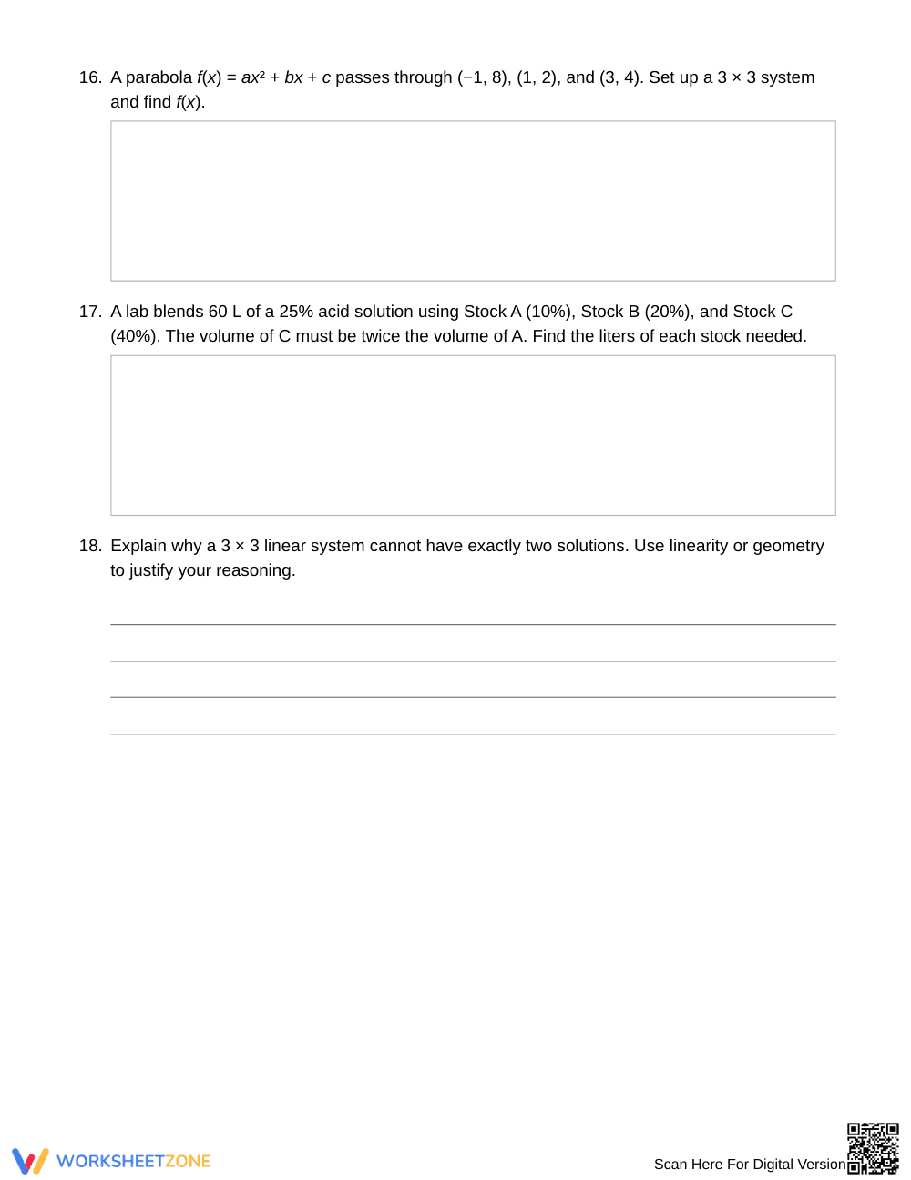 Complete 3-Variable Systems Worksheet | Grade 11 Algebra II - Page 5