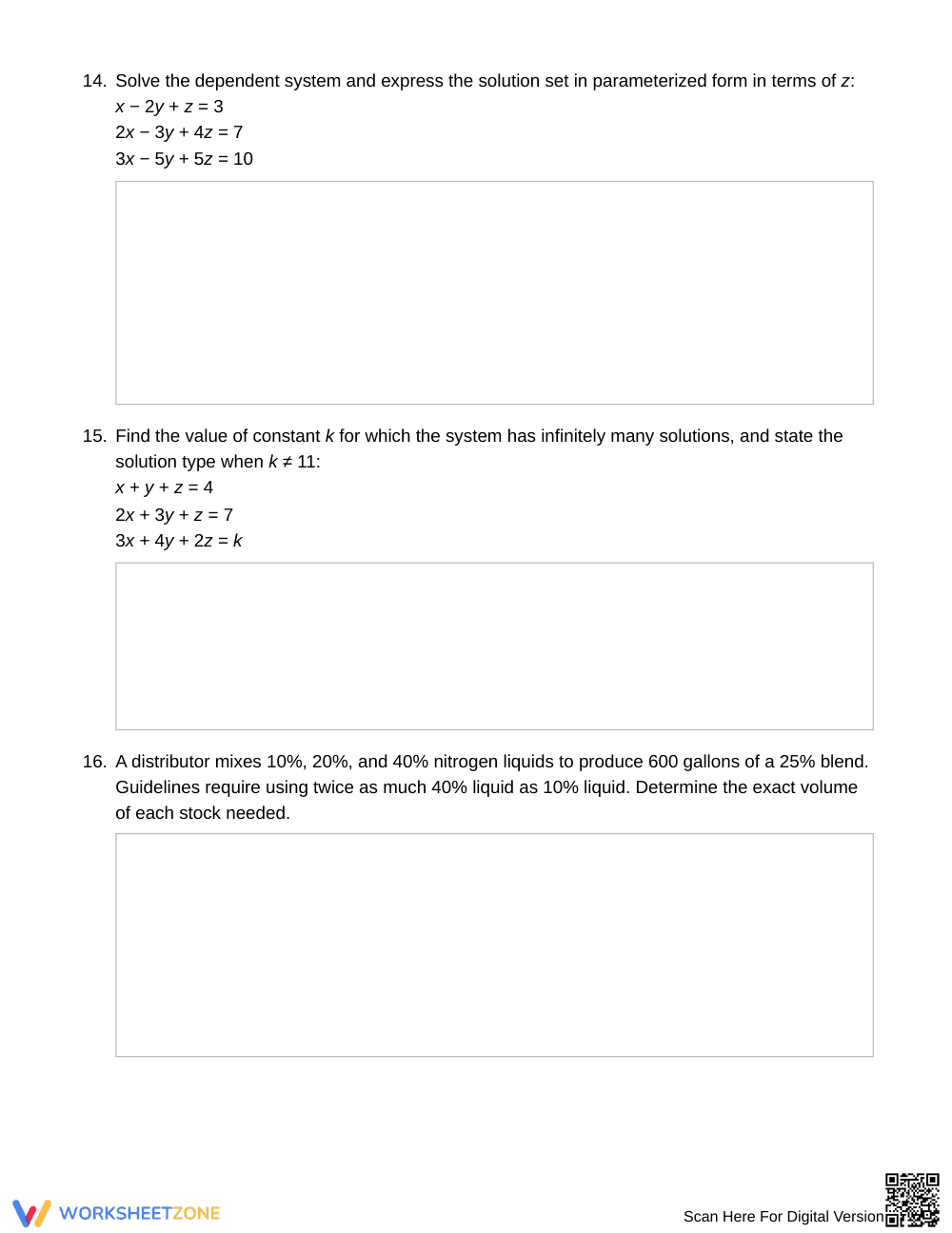 Complete 3-Equation Systems Worksheet | Grade 11 Algebra II - Page 5