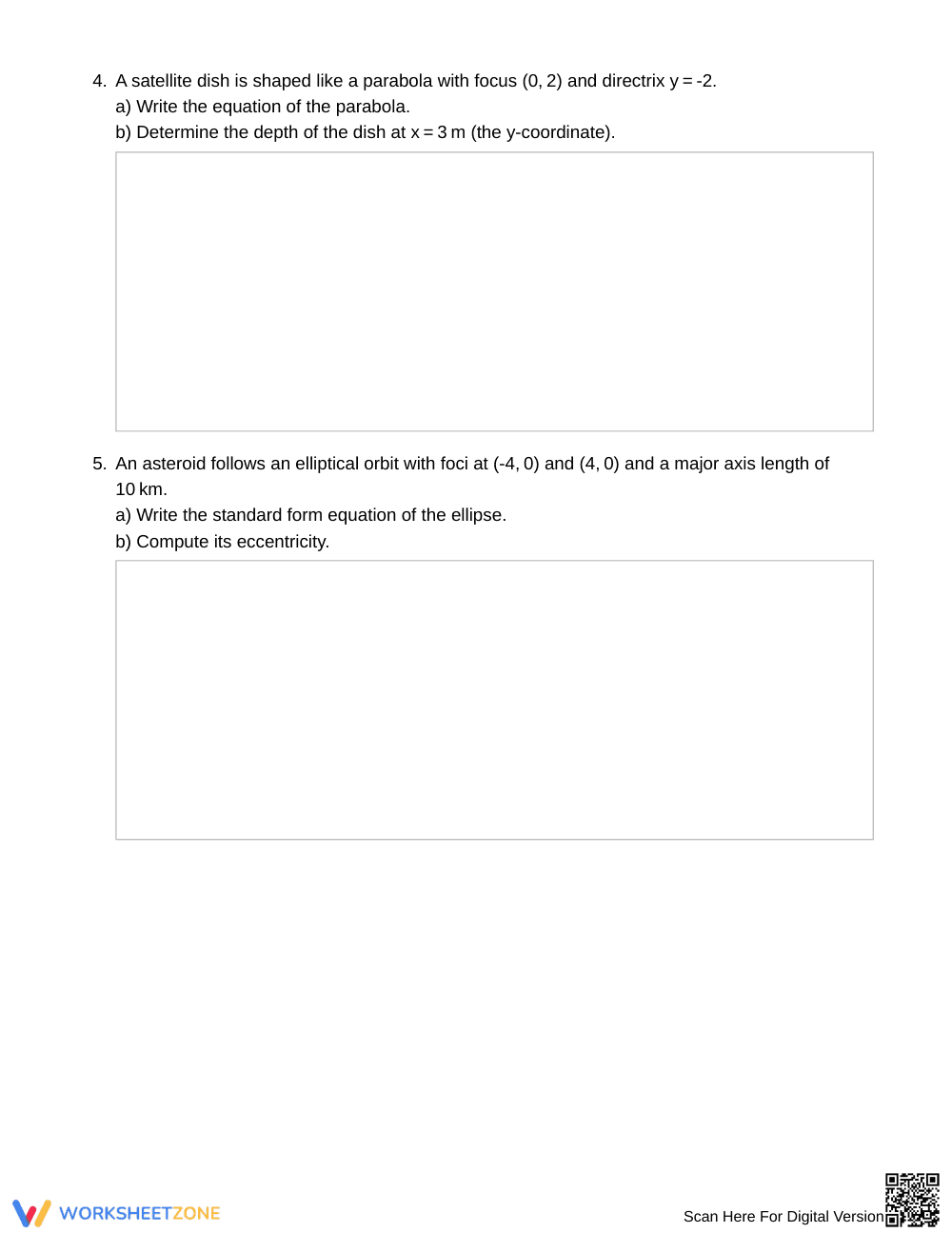 Essential Modeling Conics Worksheet | Grade 11 Algebra II - Page 2