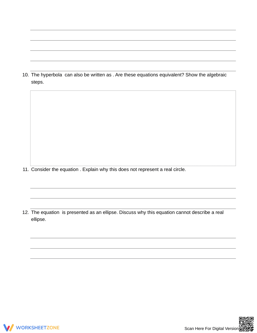 Essential Conic Features Worksheet | Grade 11 Algebra II - Page 5