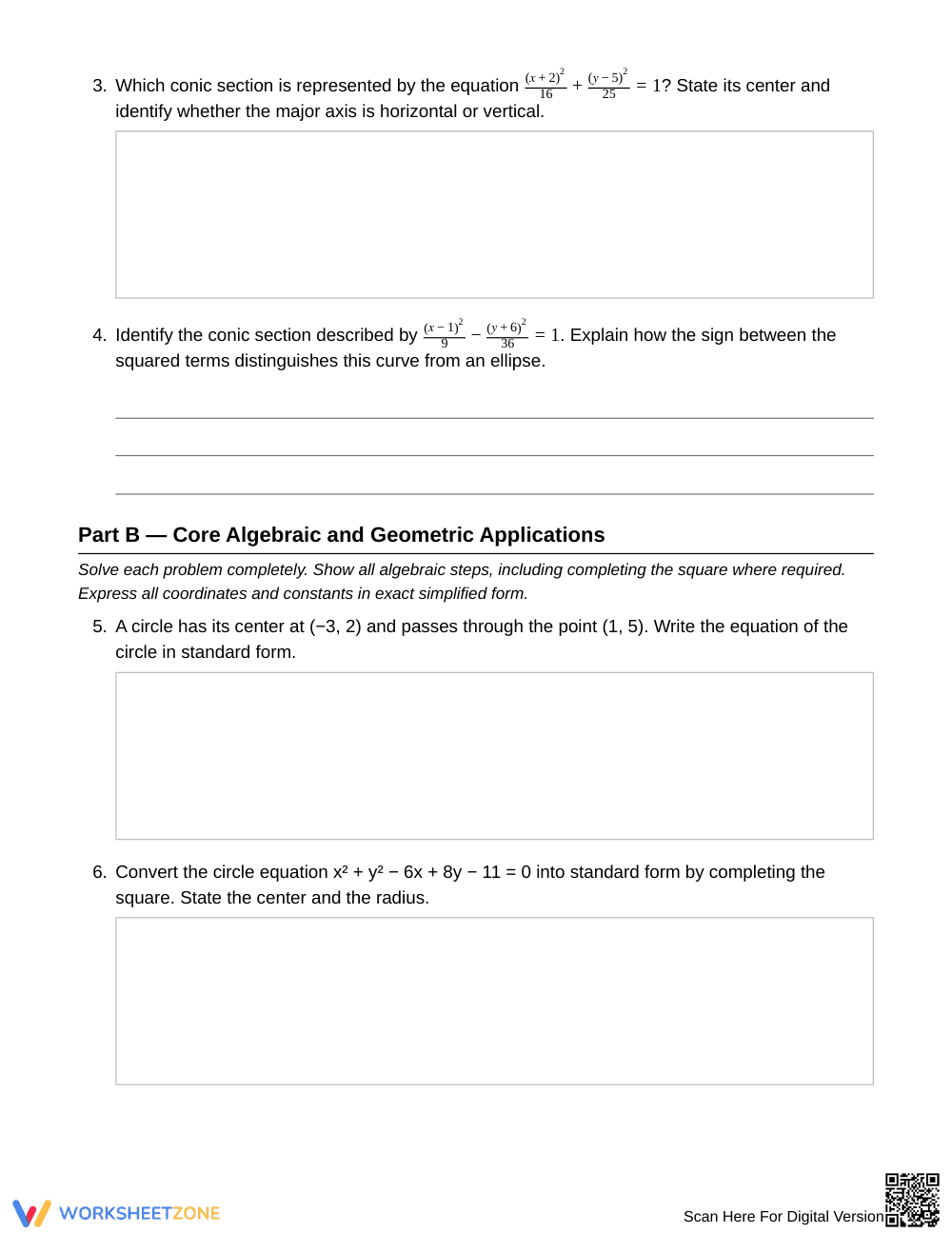 Essential Conics Check Worksheet | Grade 11 Algebra II - Page 2