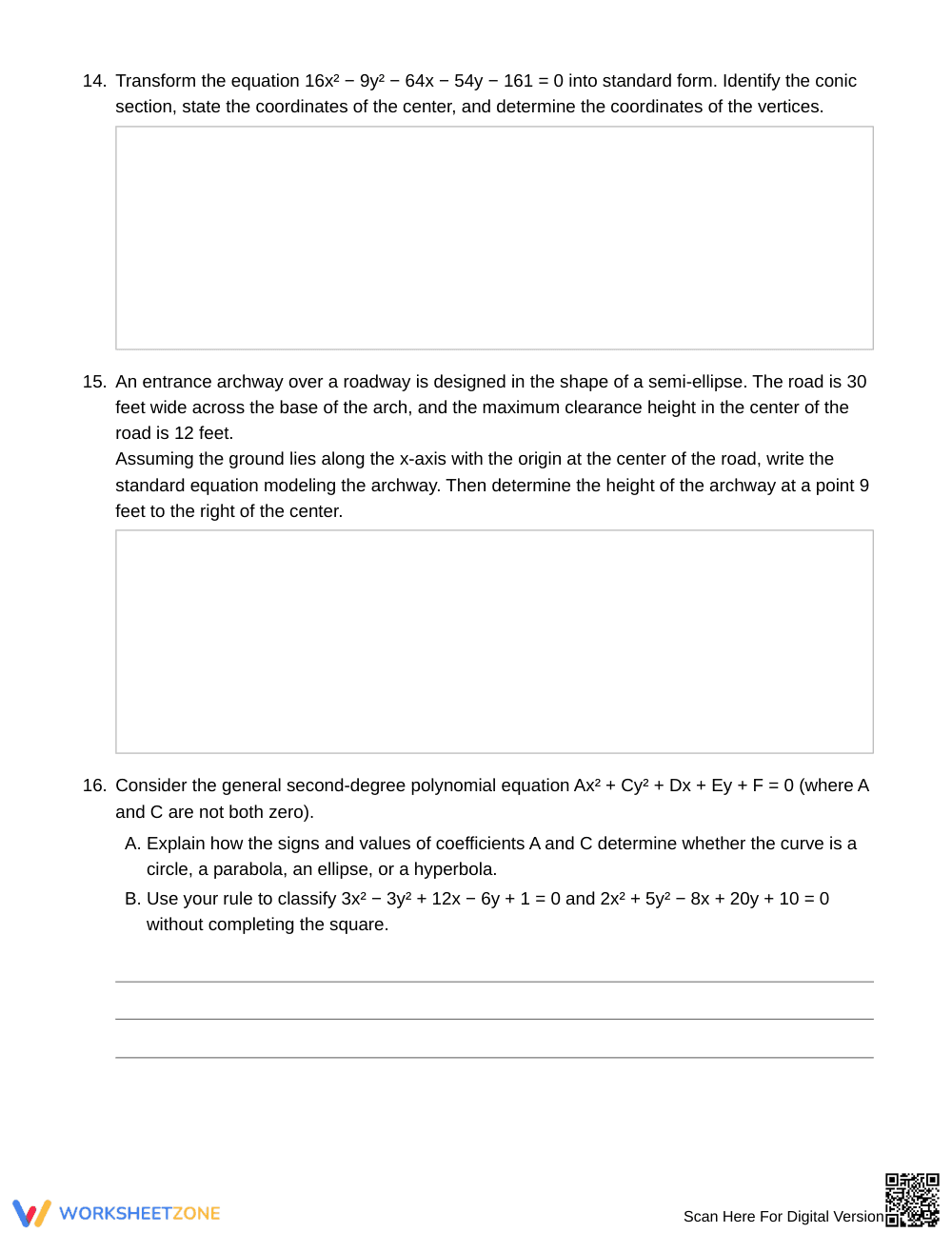 Essential Conics Check Worksheet | Grade 11 Algebra II - Page 5