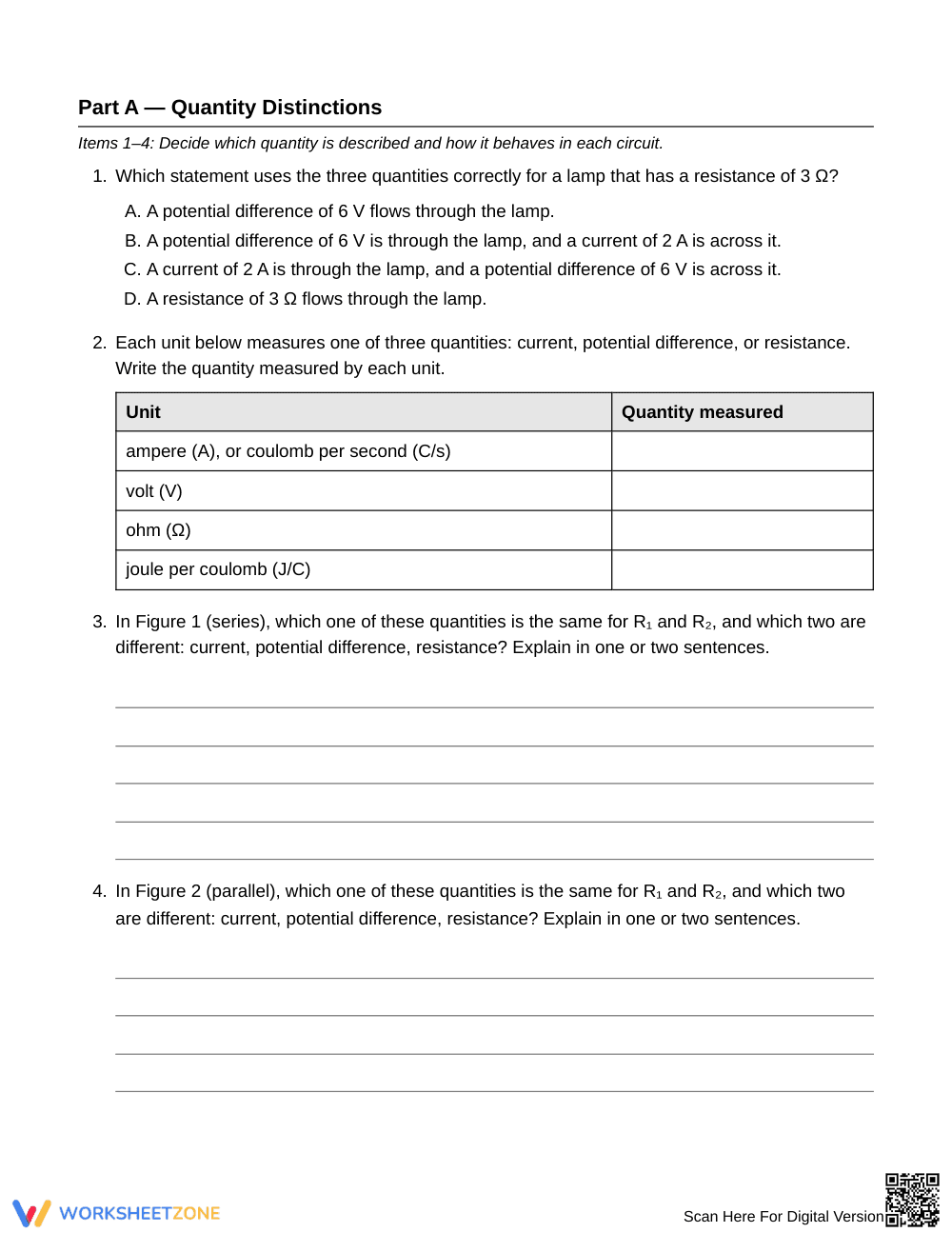 Essential Current & Resistance Worksheet | Grade 12 Physics - Page 3