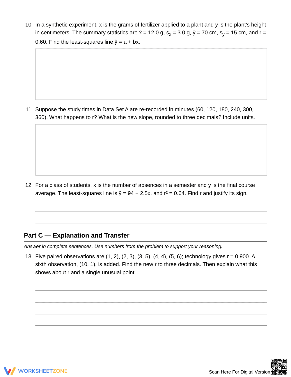 Printable Correlation & r² Worksheet | Grade 12 Statistics - Page 4