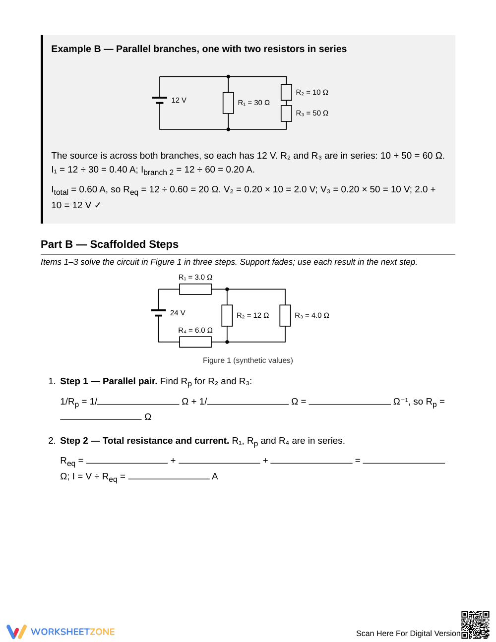 Printable Series-Parallel Worksheet | Grade 12 Physics - Page 2