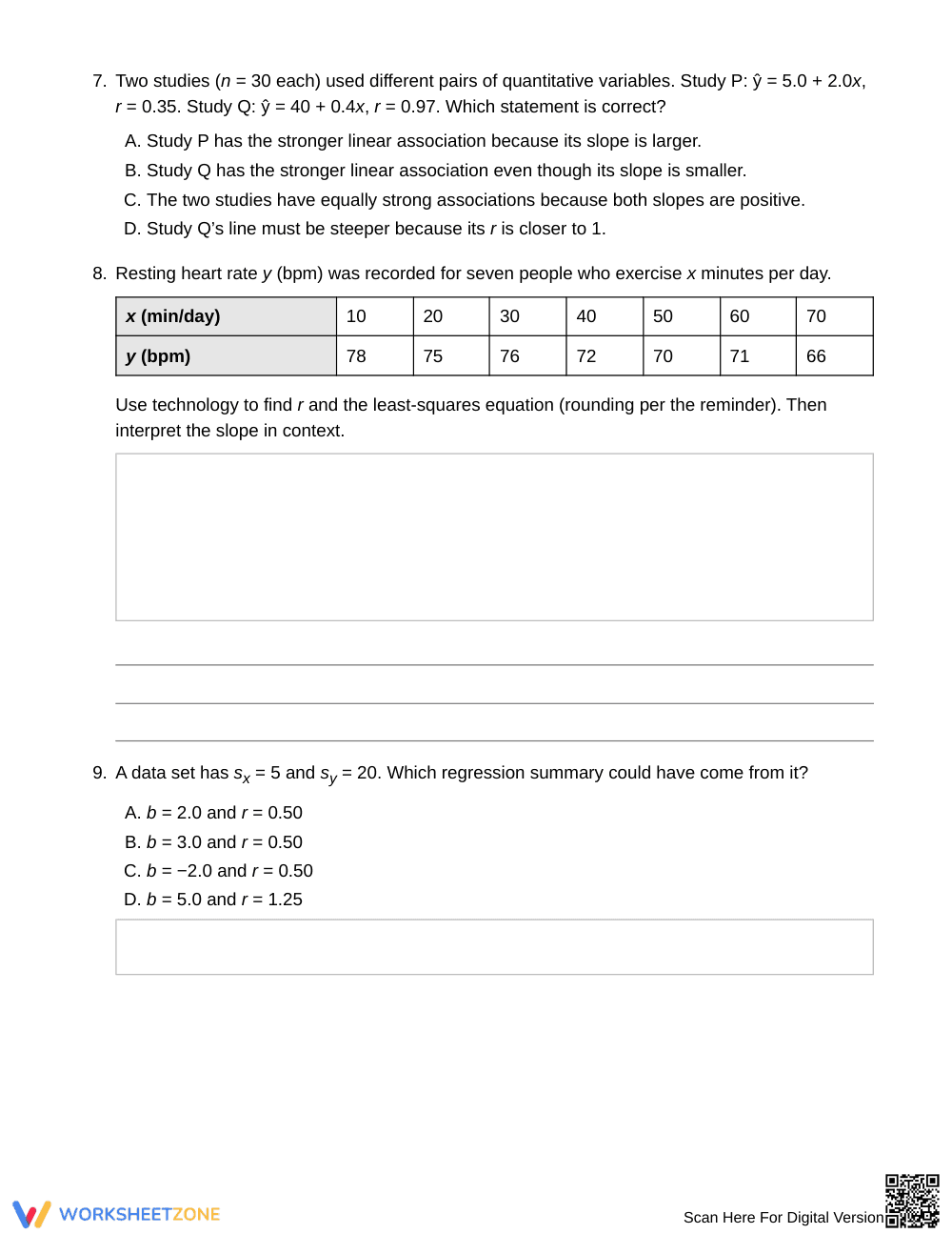Complete Correlation & Slope Worksheet | Grade 12 Statistics - Page 4