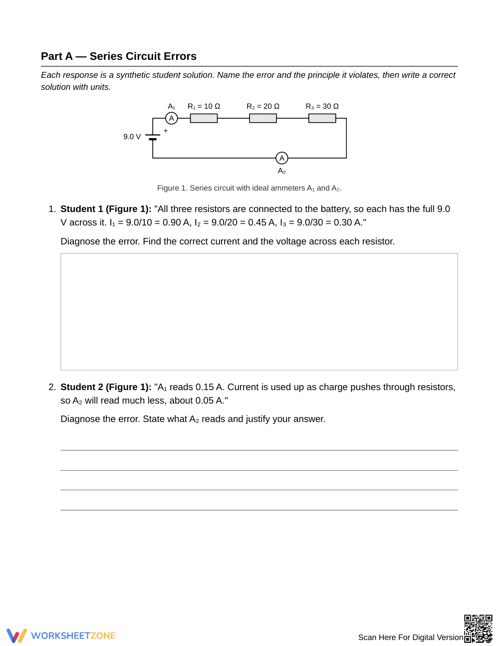 Ready Current & Voltage Errors Worksheet | Grade 12 Physics - Page 2