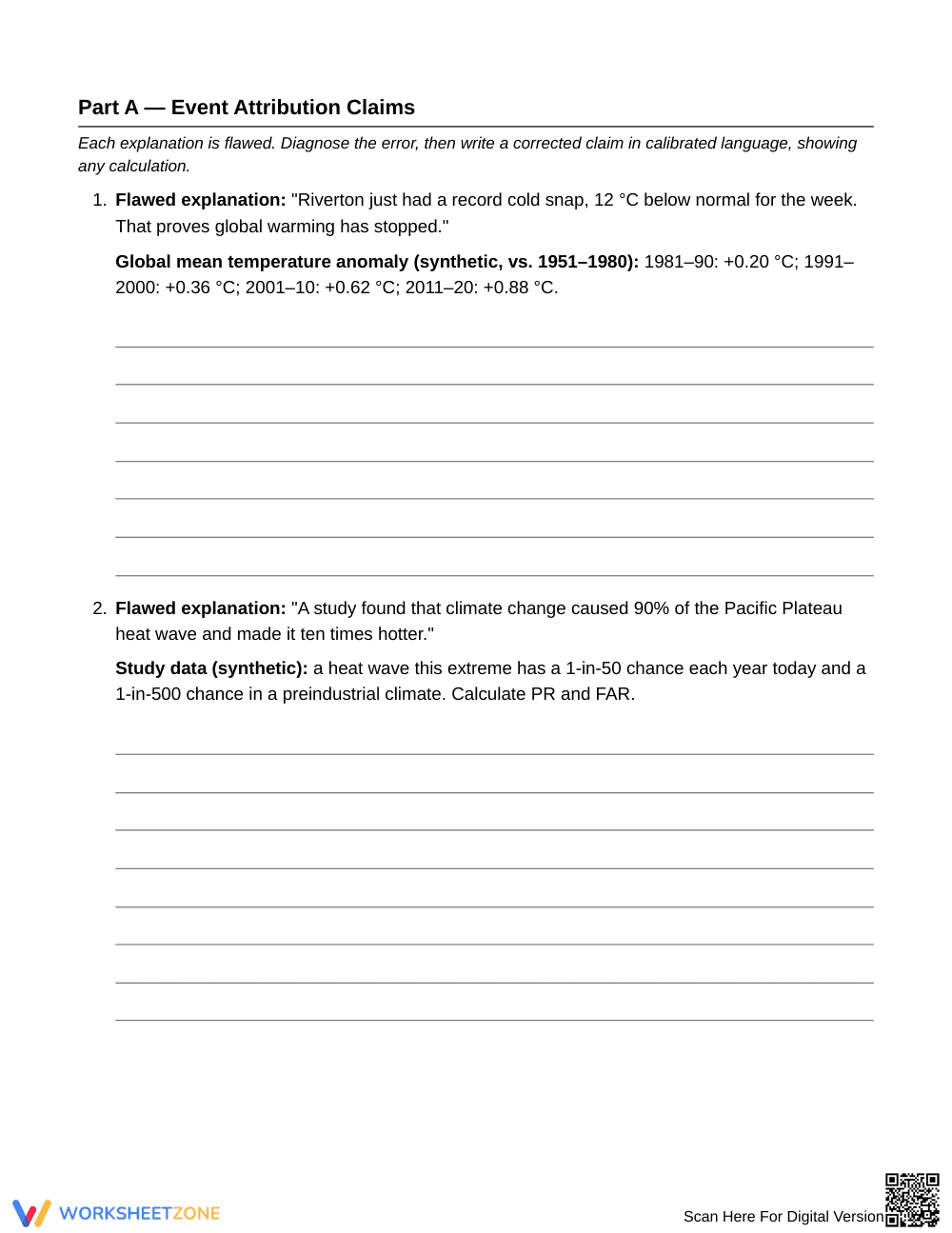 Ready Climate Attribution Worksheet | Grade 12 Science - Page 2