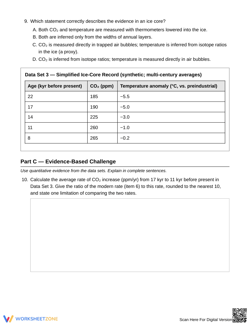 Complete Carbon & Climate Data Worksheet | Grade 12 Science - Page 4
