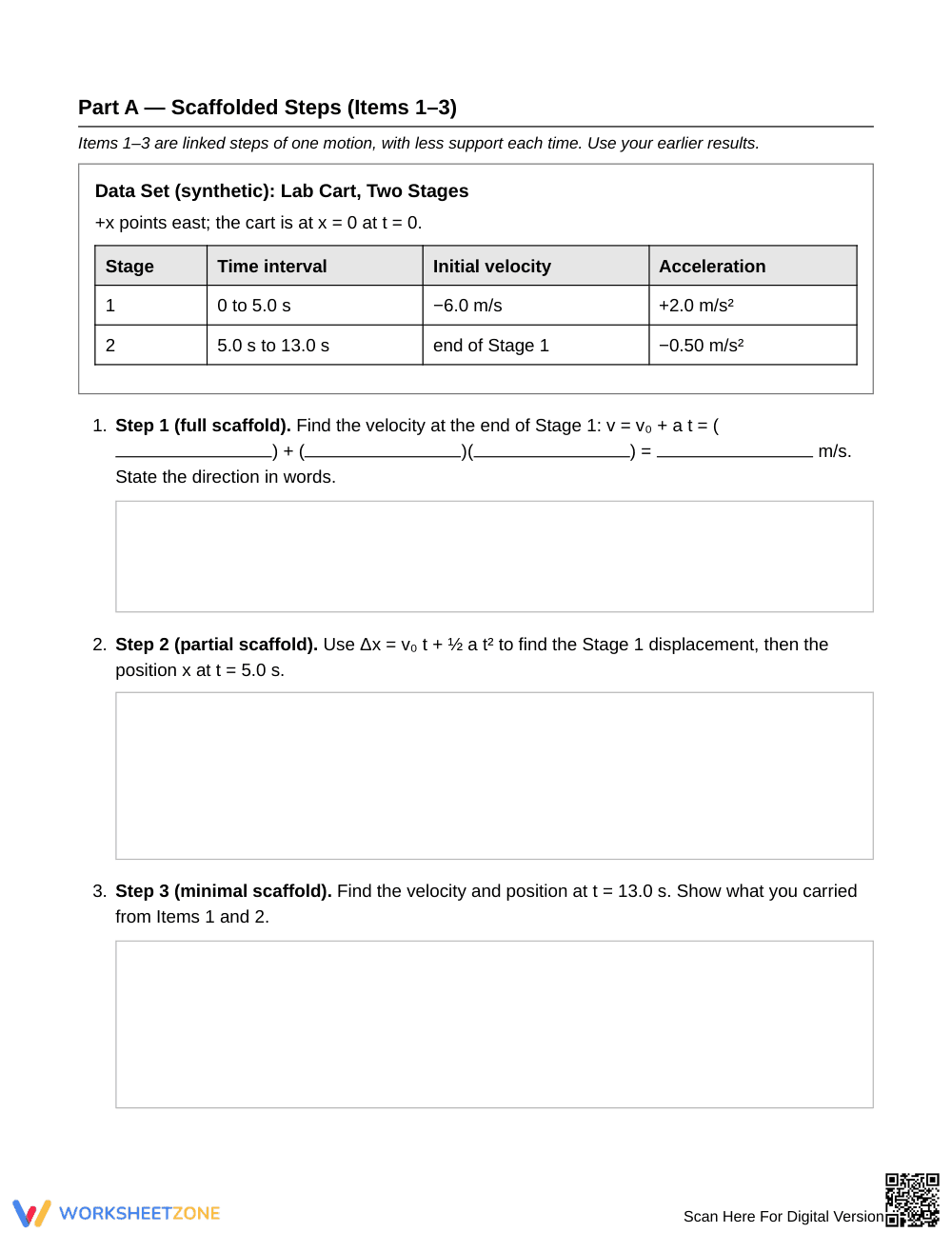 Printable Constant-Acceleration Worksheet | Grade 12 Physics - Page 2