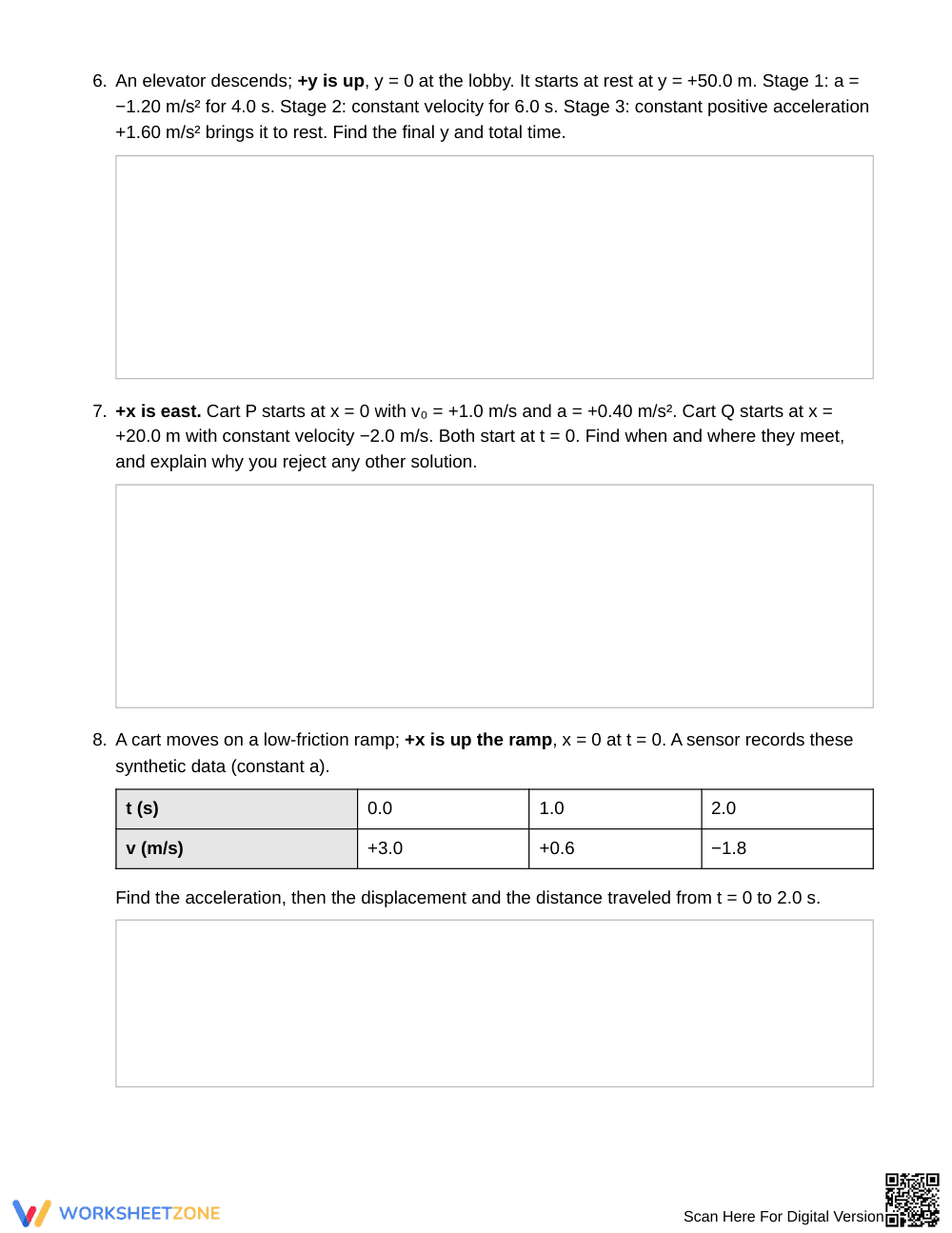 Printable Constant-Acceleration Worksheet | Grade 12 Physics - Page 4