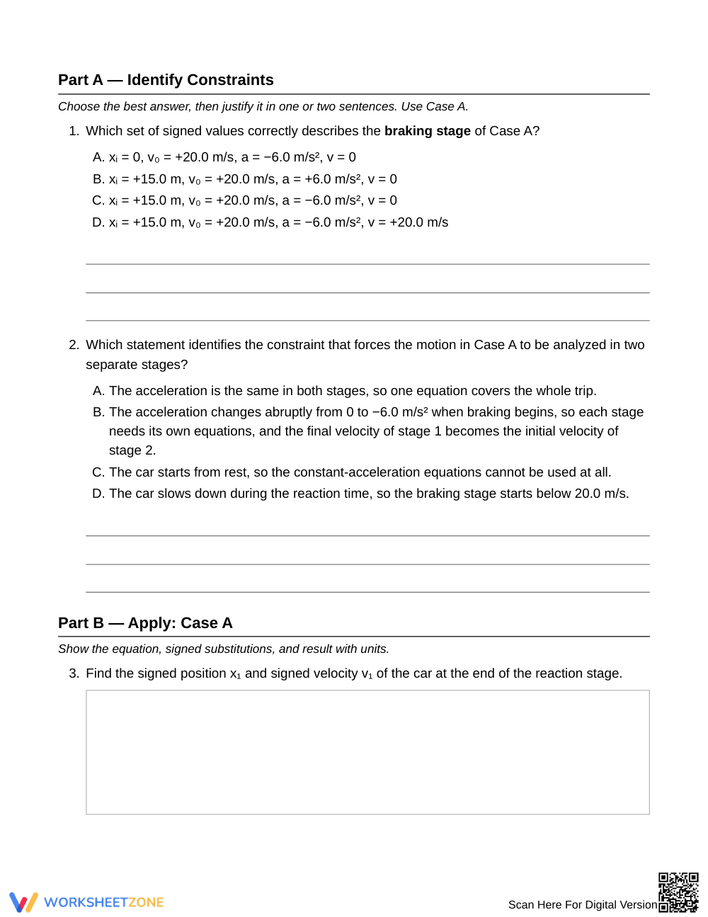 Complete Braking & Reaction Worksheet | Grade 12 Physics - Page 2