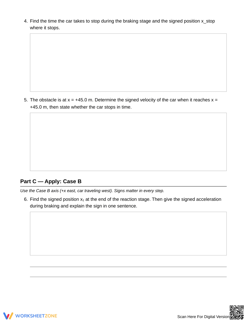 Complete Braking & Reaction Worksheet | Grade 12 Physics - Page 3