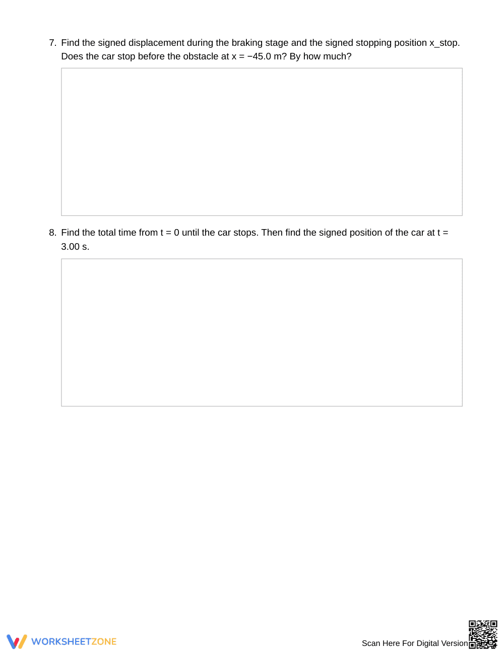 Complete Braking & Reaction Worksheet | Grade 12 Physics - Page 4