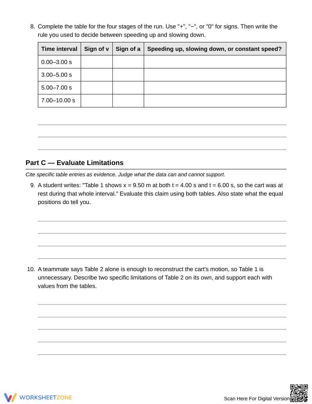 Printable Position & Timing Worksheet | Grade 12 Physics - Page 5