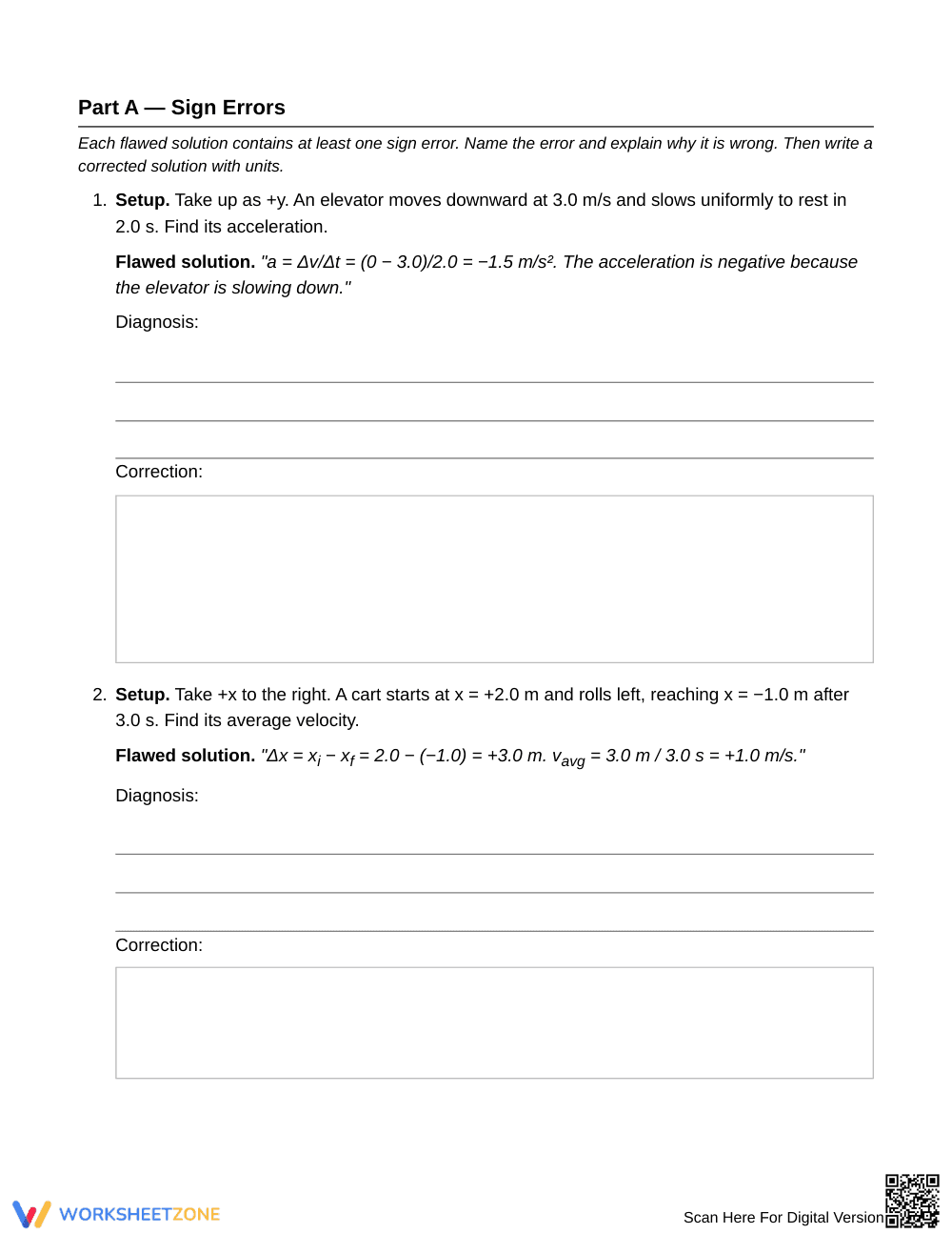 Printable Sign & Interval Error Worksheet | Grade 12 Physics - Page 2