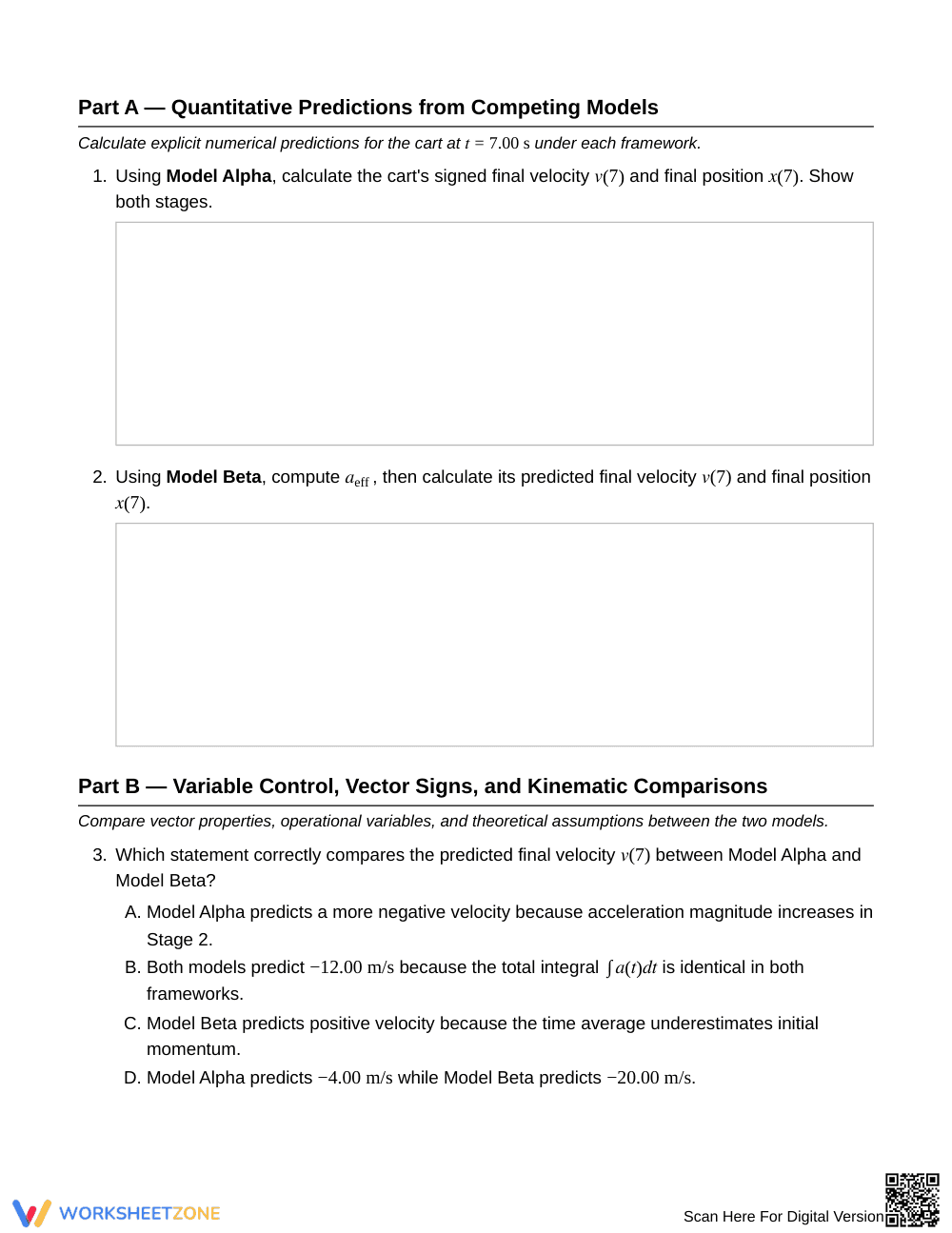 Essential Kinematic Models Worksheet | Grade 12 Physics - Page 2