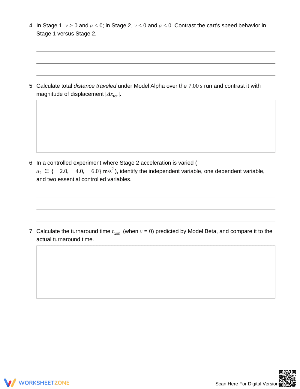 Essential Kinematic Models Worksheet | Grade 12 Physics - Page 3