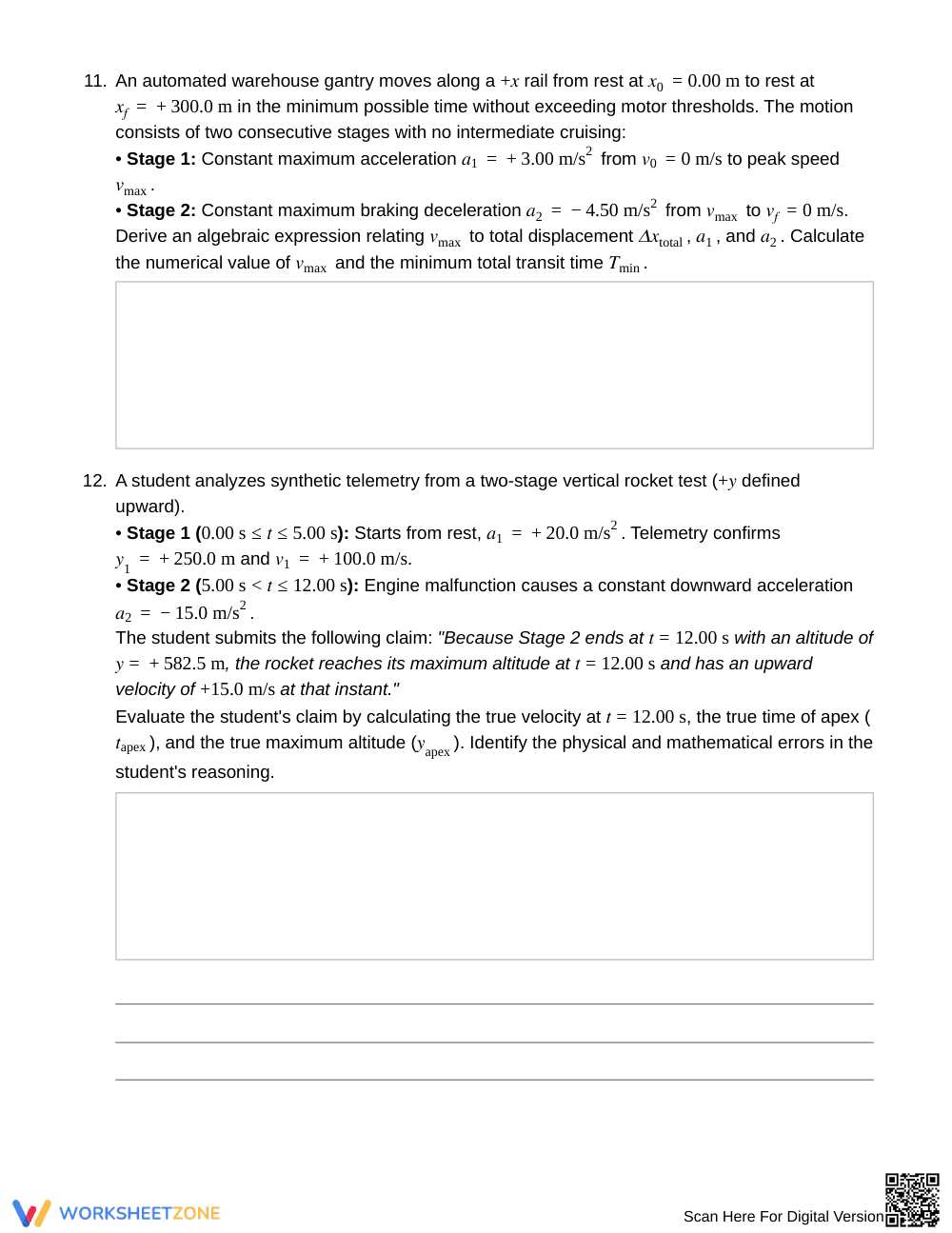 Proven Multi-Stage Kinematics Worksheet | Grade 12 Physics - Page 7