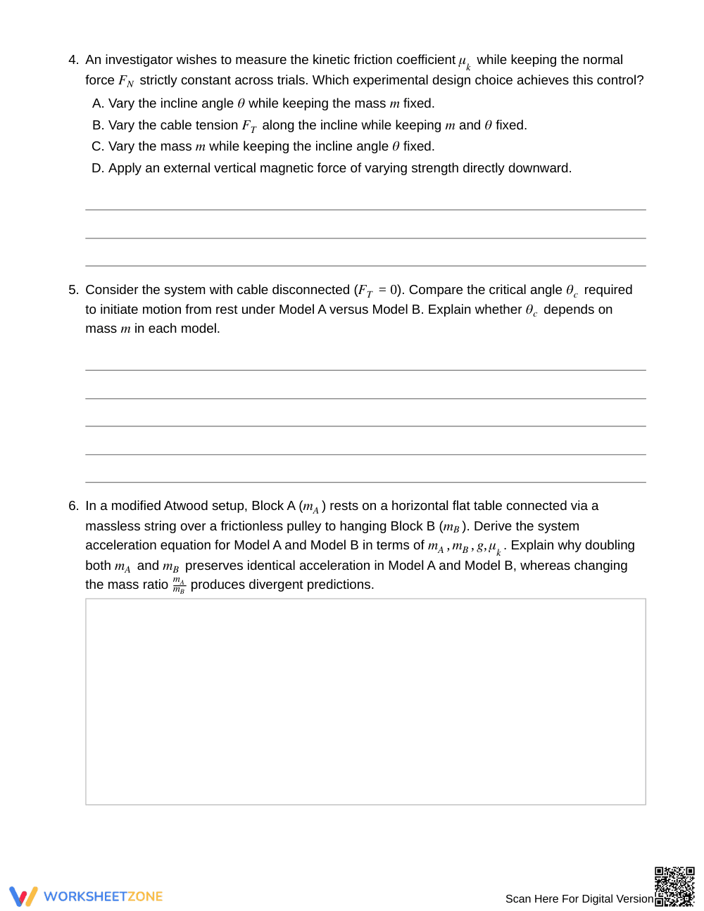 Complete Friction Models Worksheet | Grade 12 Physics - Page 3