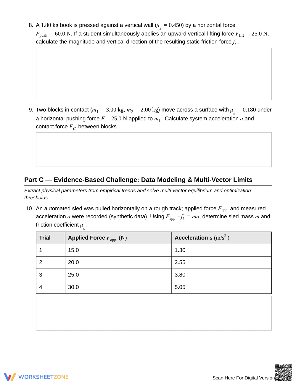 Complete Multi-Force Analysis Worksheet | Grade 12 Physics - Page 4