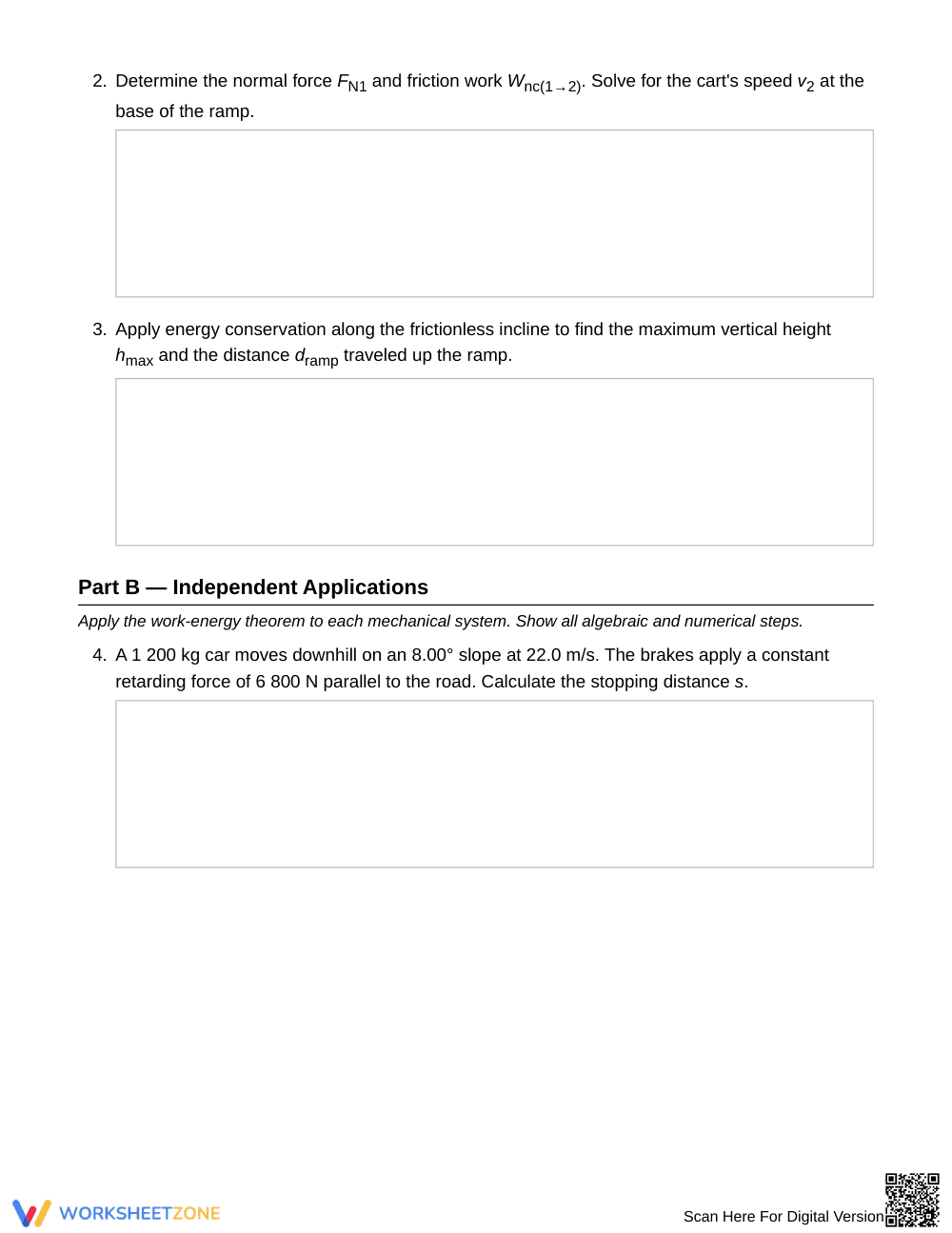 Complete Work-Energy Balance Worksheet | Grade 12 Physics - Page 2