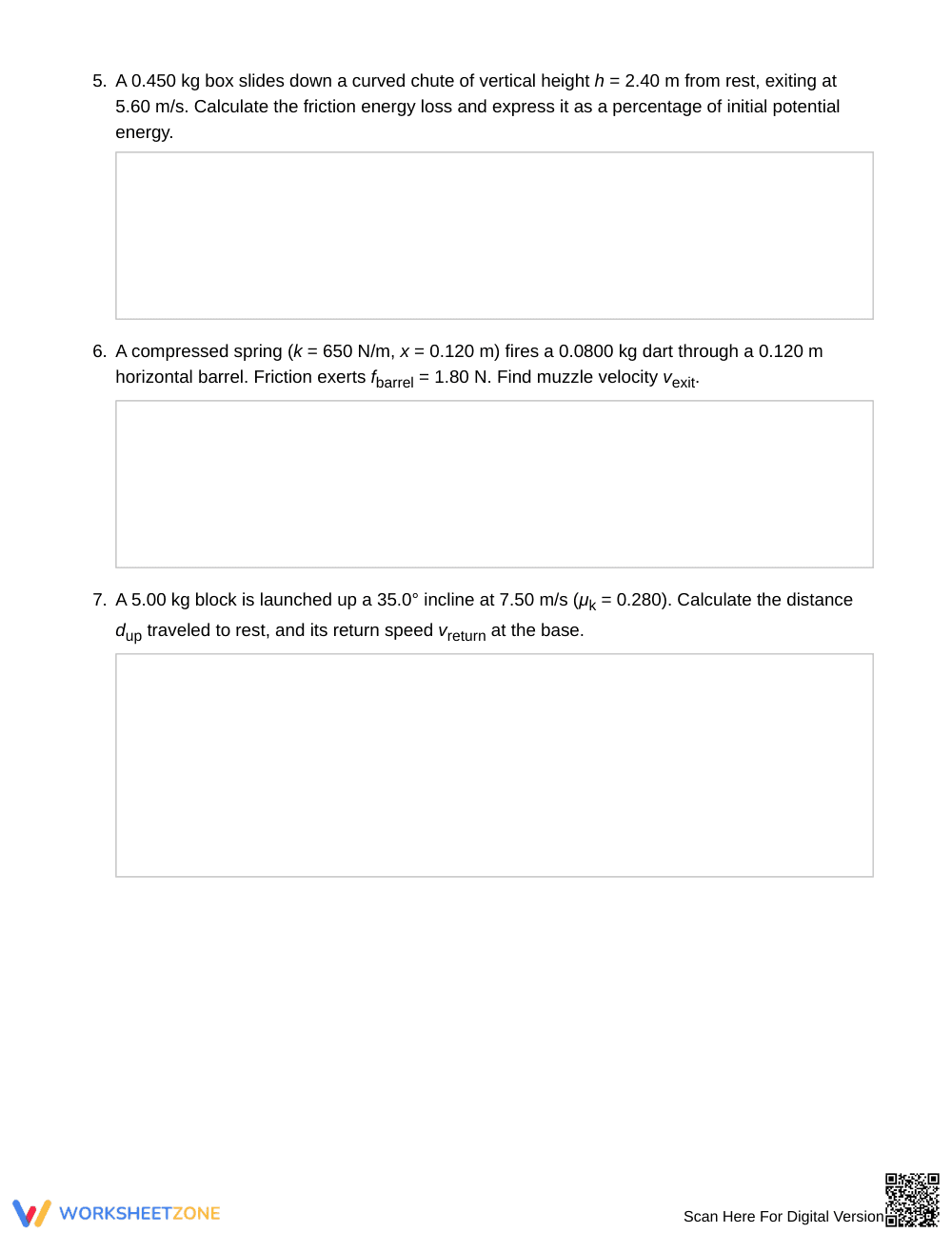 Complete Work-Energy Balance Worksheet | Grade 12 Physics - Page 3