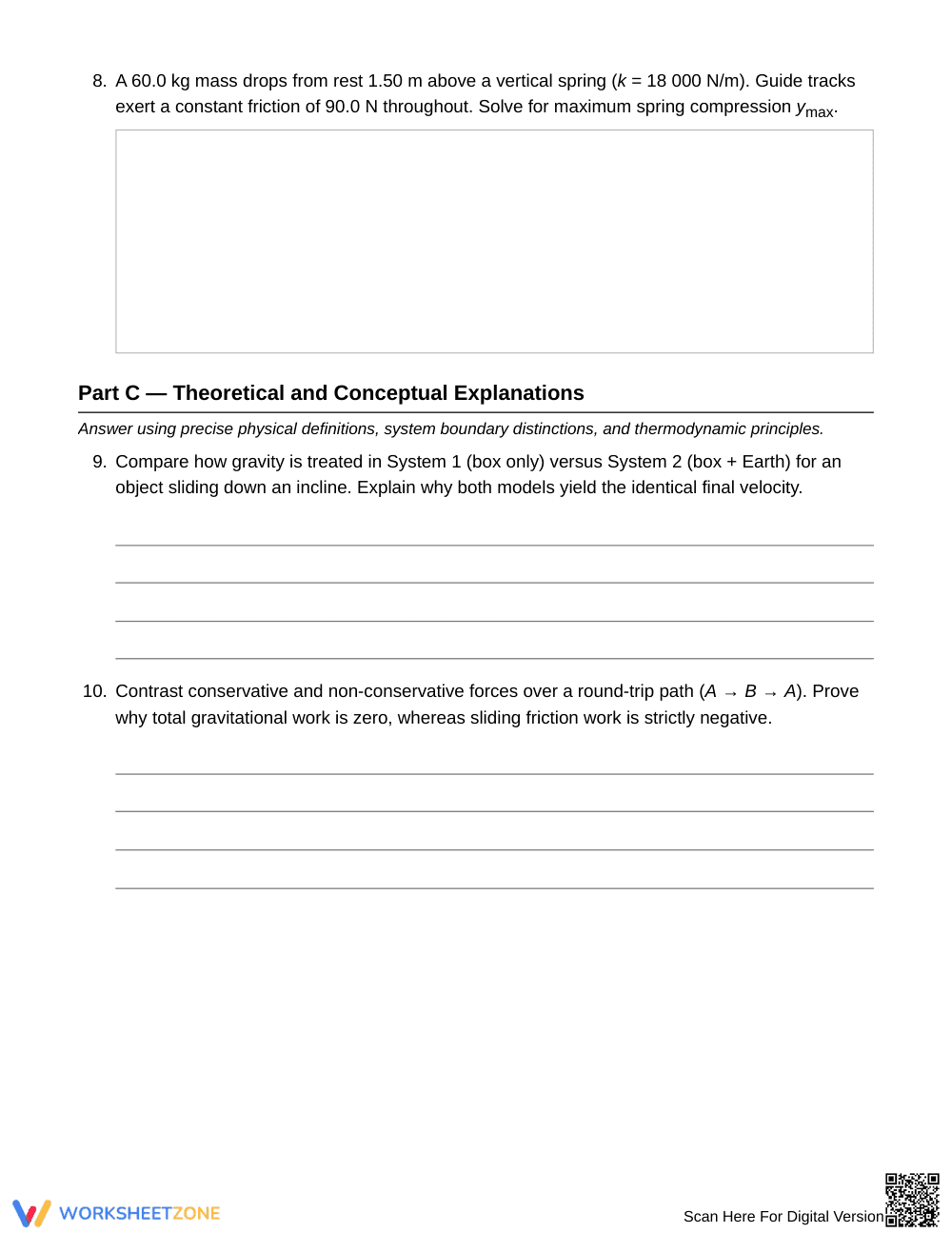 Complete Work-Energy Balance Worksheet | Grade 12 Physics - Page 4