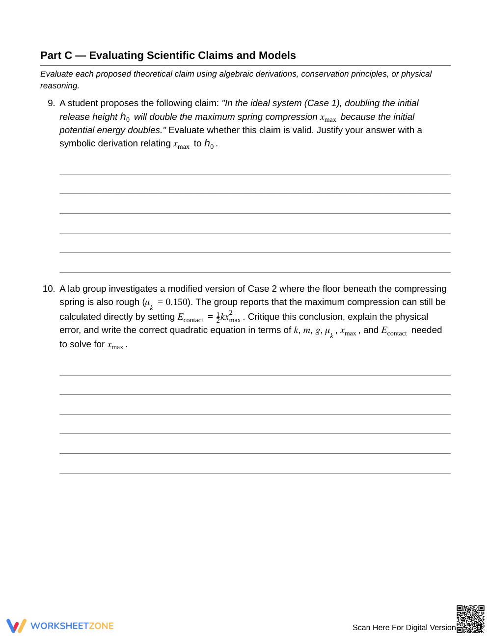 Essential Ramp and Spring Worksheet | Grade 12 Physics - Page 5