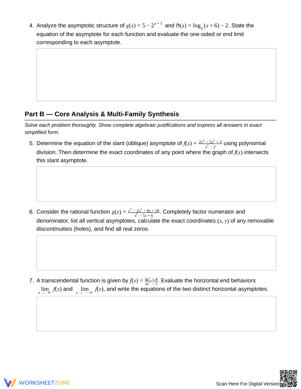 Printable Asymptotes & End Behavior Worksheet | Grade 12 - Page 2